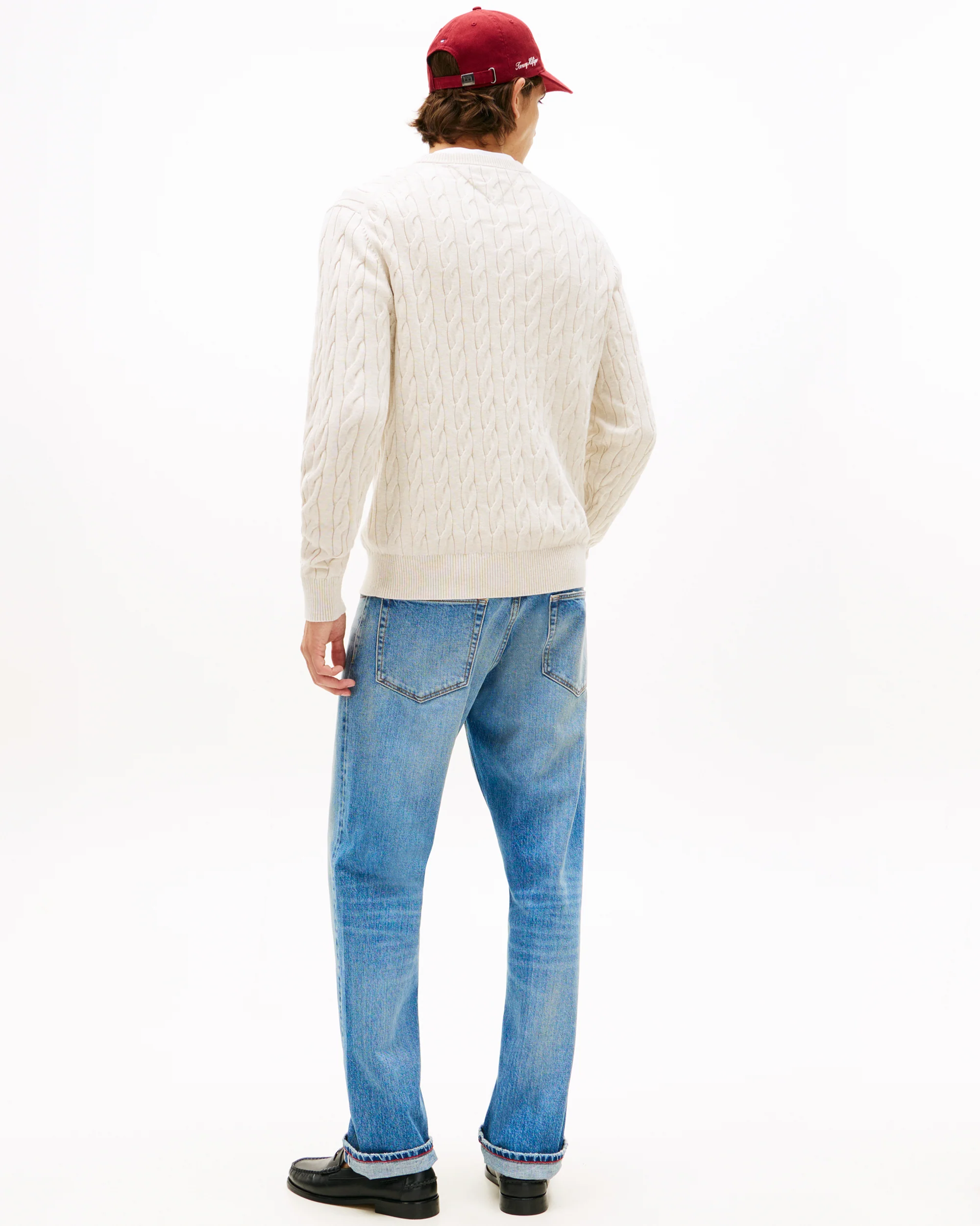 Tommy Hilfiger Classic Cable Mens Crew Jumper - Heathered Oatmilk - Image 4