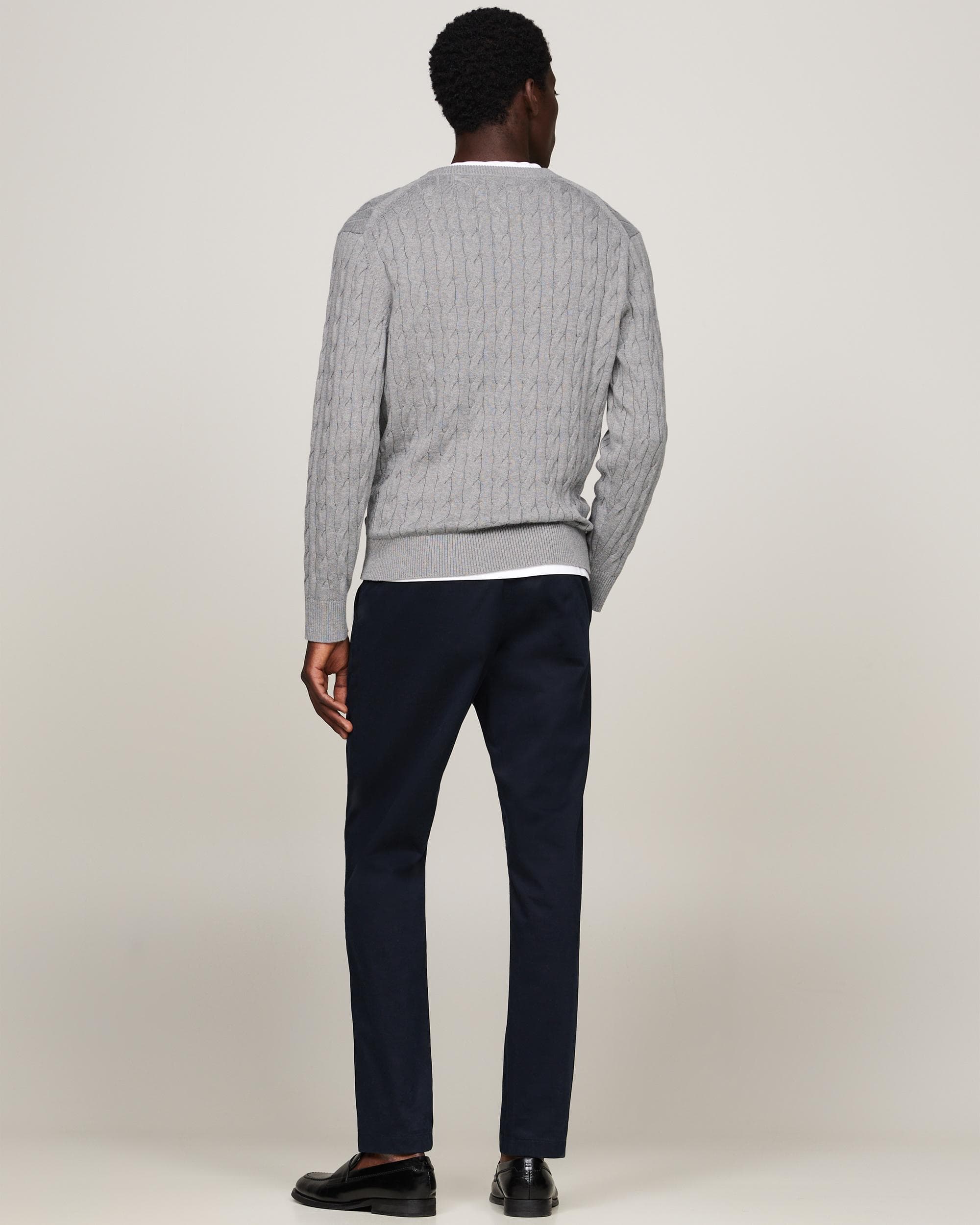 Tommy Hilfiger Classic Cable Mens Crew Jumper - Medium Grey Heather - Image 4