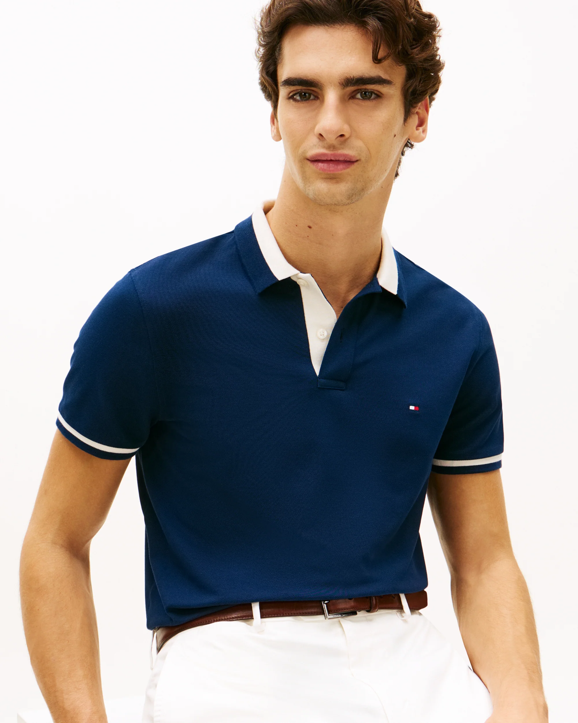 Tommy Hilfiger Contrast Collar Block Regular Fit Mens Polo - Carbon Navy - Image 2