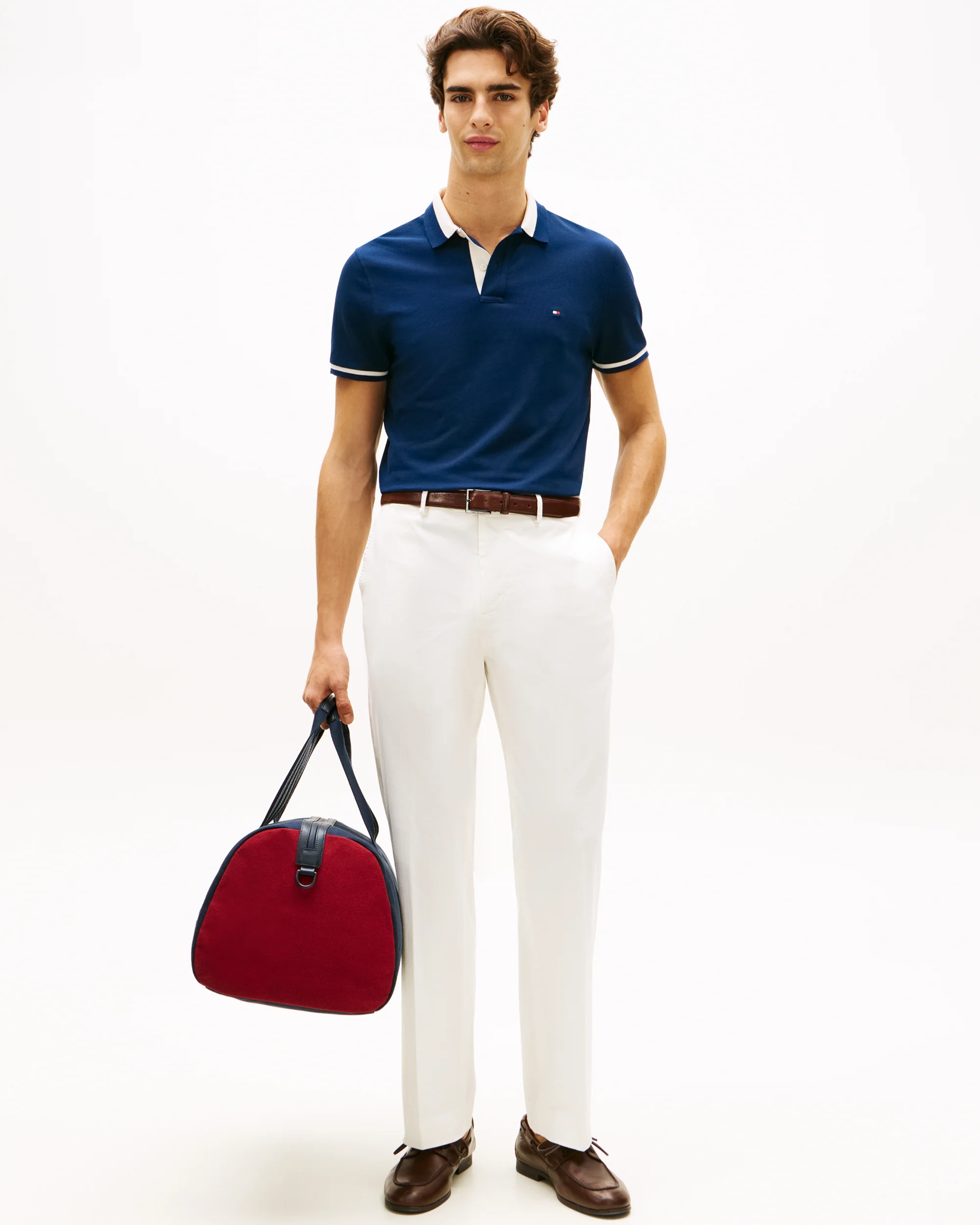 Tommy Hilfiger Contrast Collar Block Regular Fit Mens Polo - Carbon Navy - Image 3