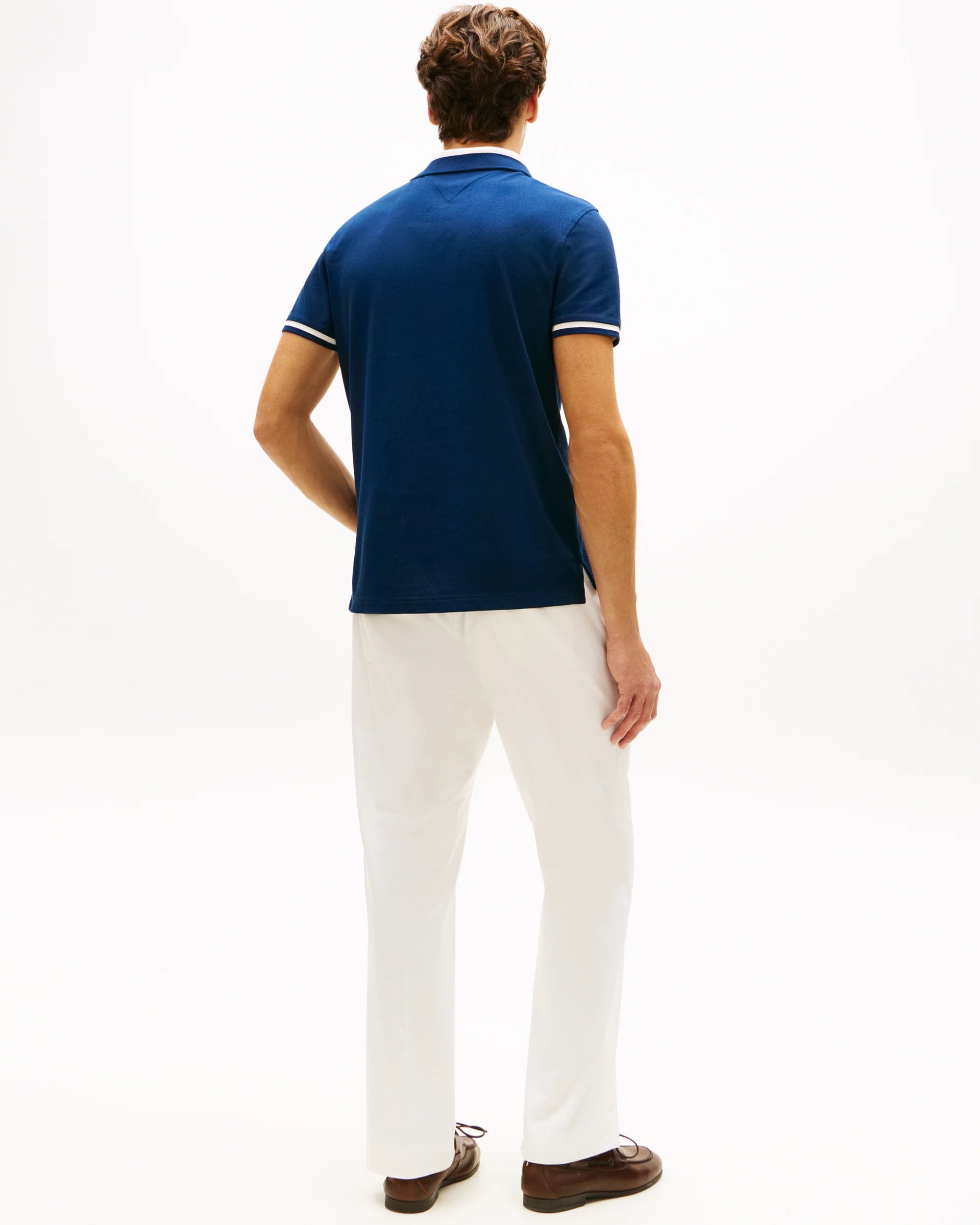 Tommy Hilfiger Contrast Collar Block Regular Fit Mens Polo - Carbon Navy - Image 4