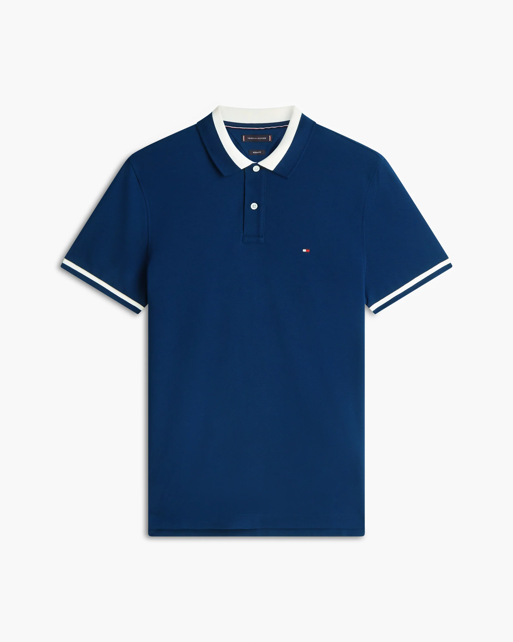 Tommy Hilfiger Contrast Collar Block Regular Fit Mens Polo - Carbon Navy - Image 5