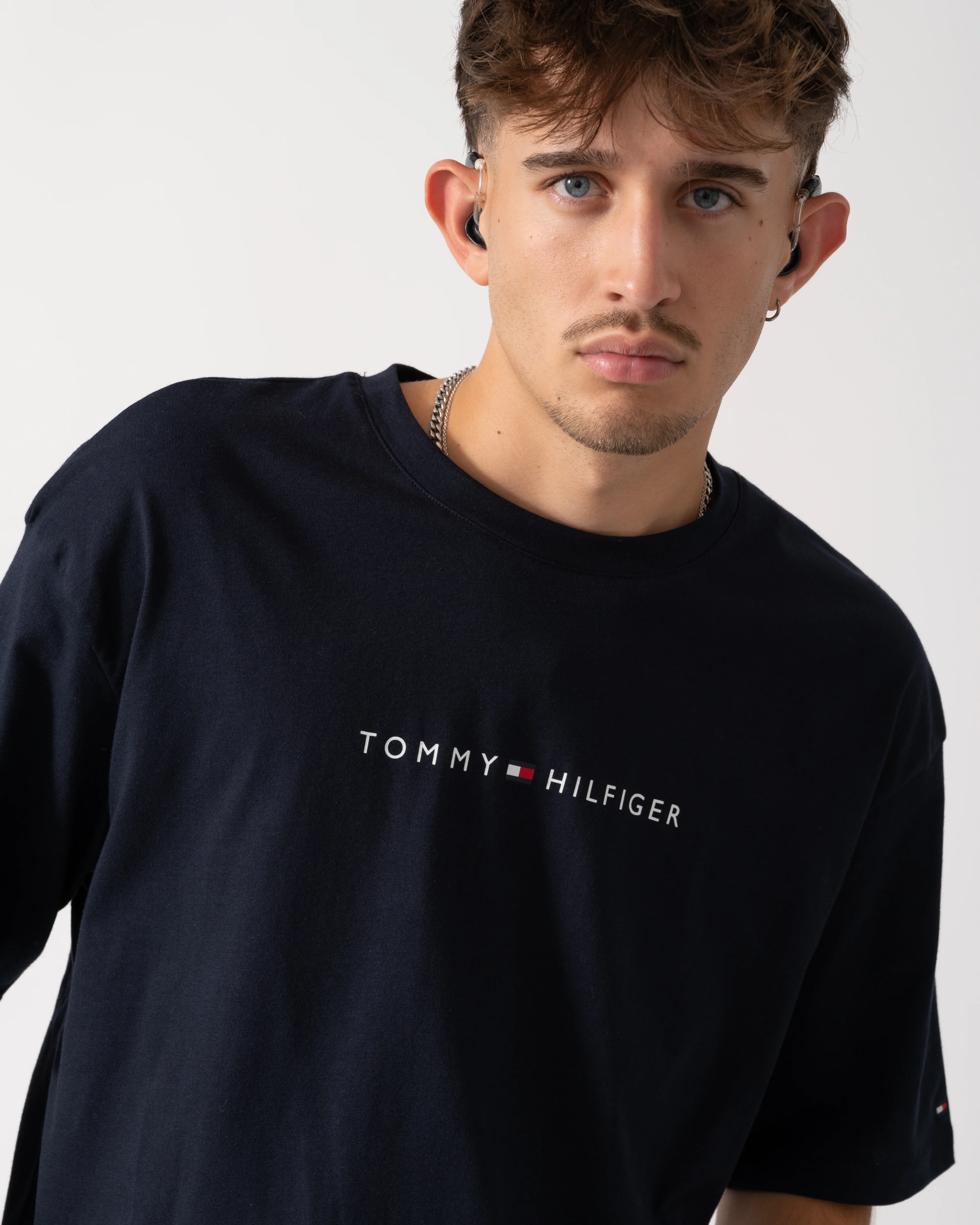Tommy Hilfiger Contrast Logo Mens T-Shirt - Desert Sky - Image 3