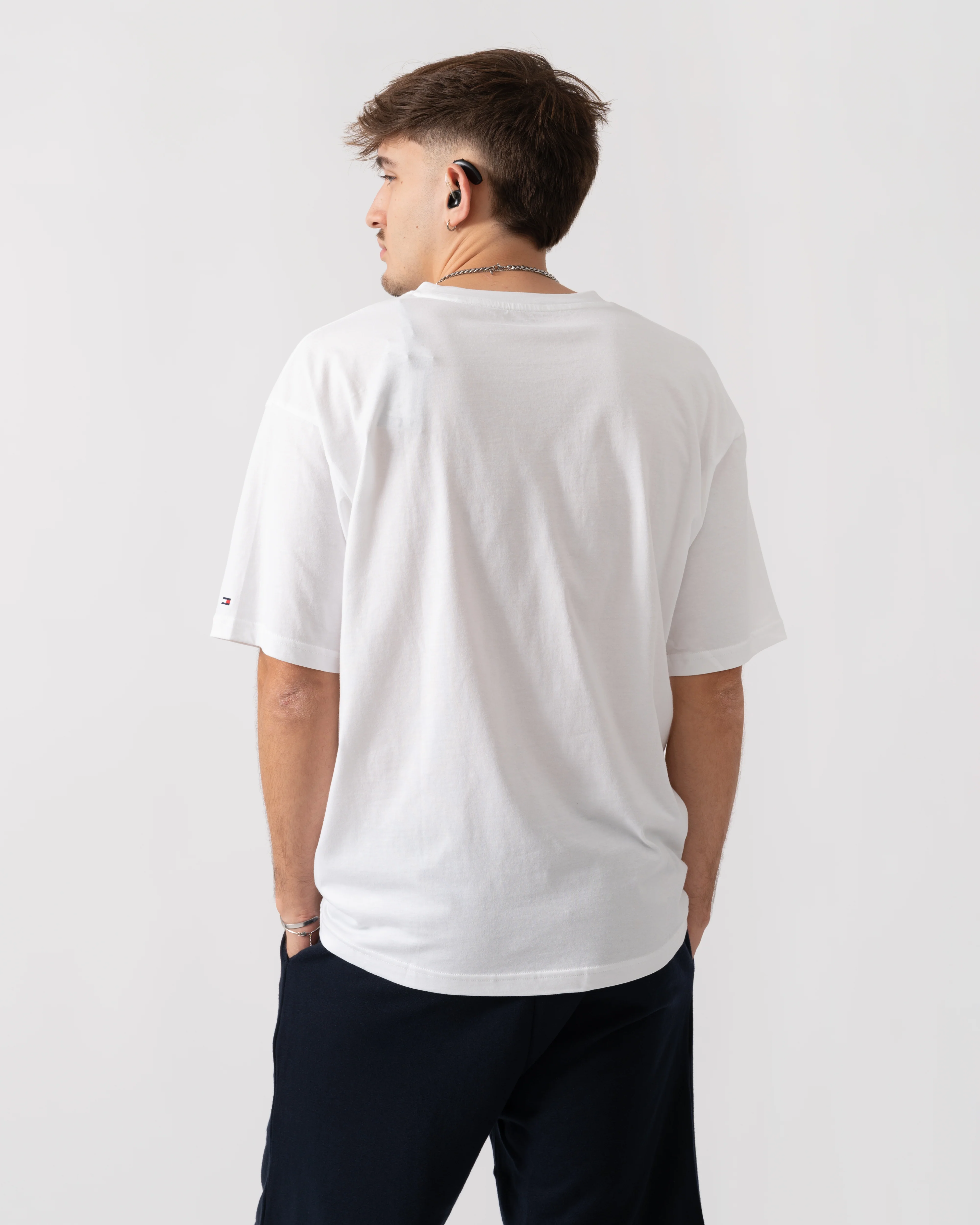 Tommy Hilfiger Contrast Logo Mens T-Shirt - TH Optic White - Image 5