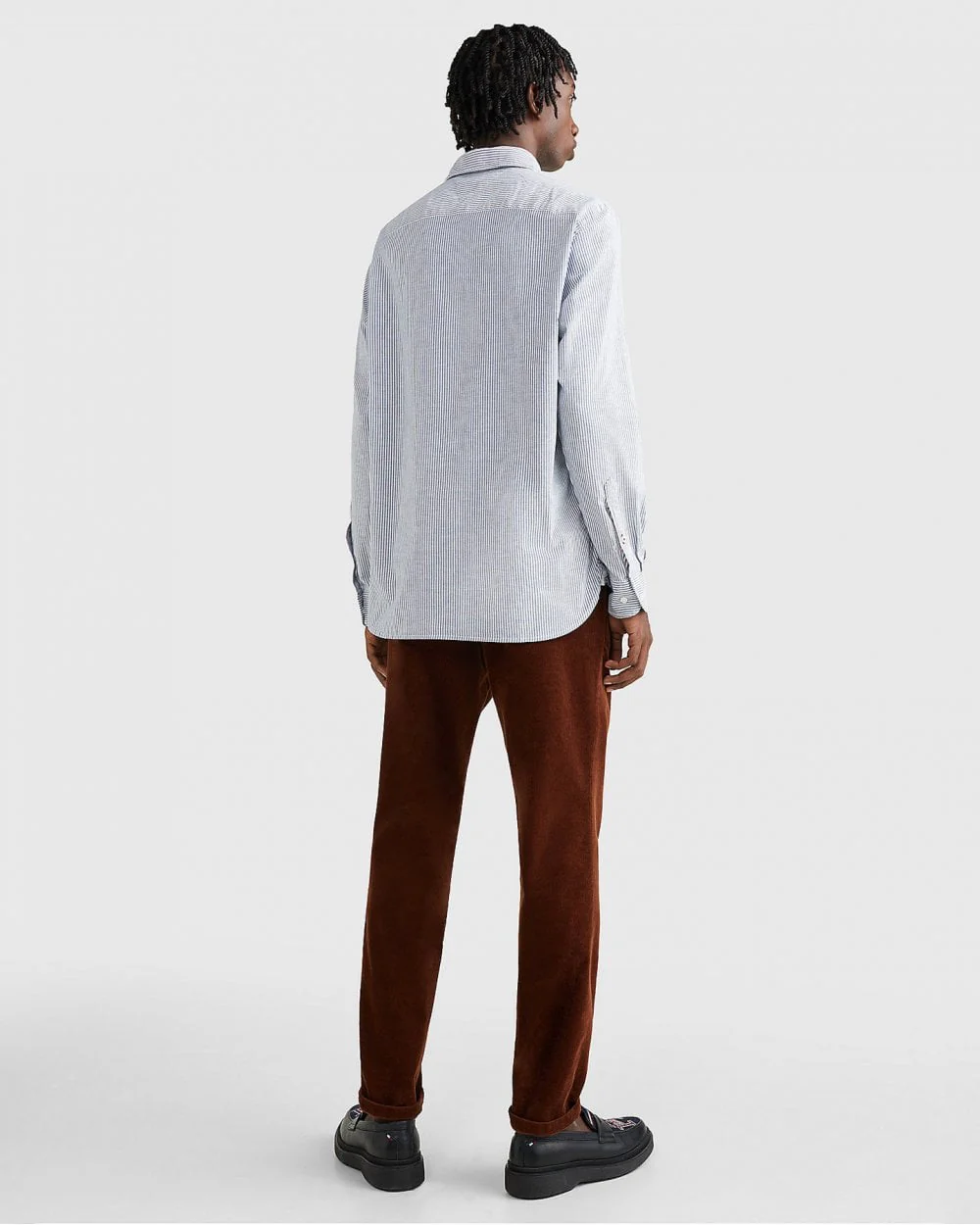 Tommy Hilfiger Core 1985 Flex Stripe Mens Long Sleeve Oxford Shirt - Carbon Navy / White - Image 4