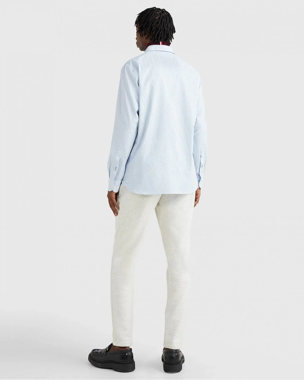 Tommy Hilfiger Core 1985 Flex Stripe Mens Long Sleeve Oxford Shirt - Copenhagen Blue / White - Image 4