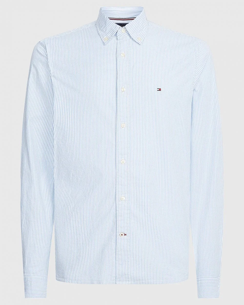 Tommy Hilfiger Core 1985 Flex Stripe Mens Long Sleeve Oxford Shirt - Copenhagen Blue / White - Image 5