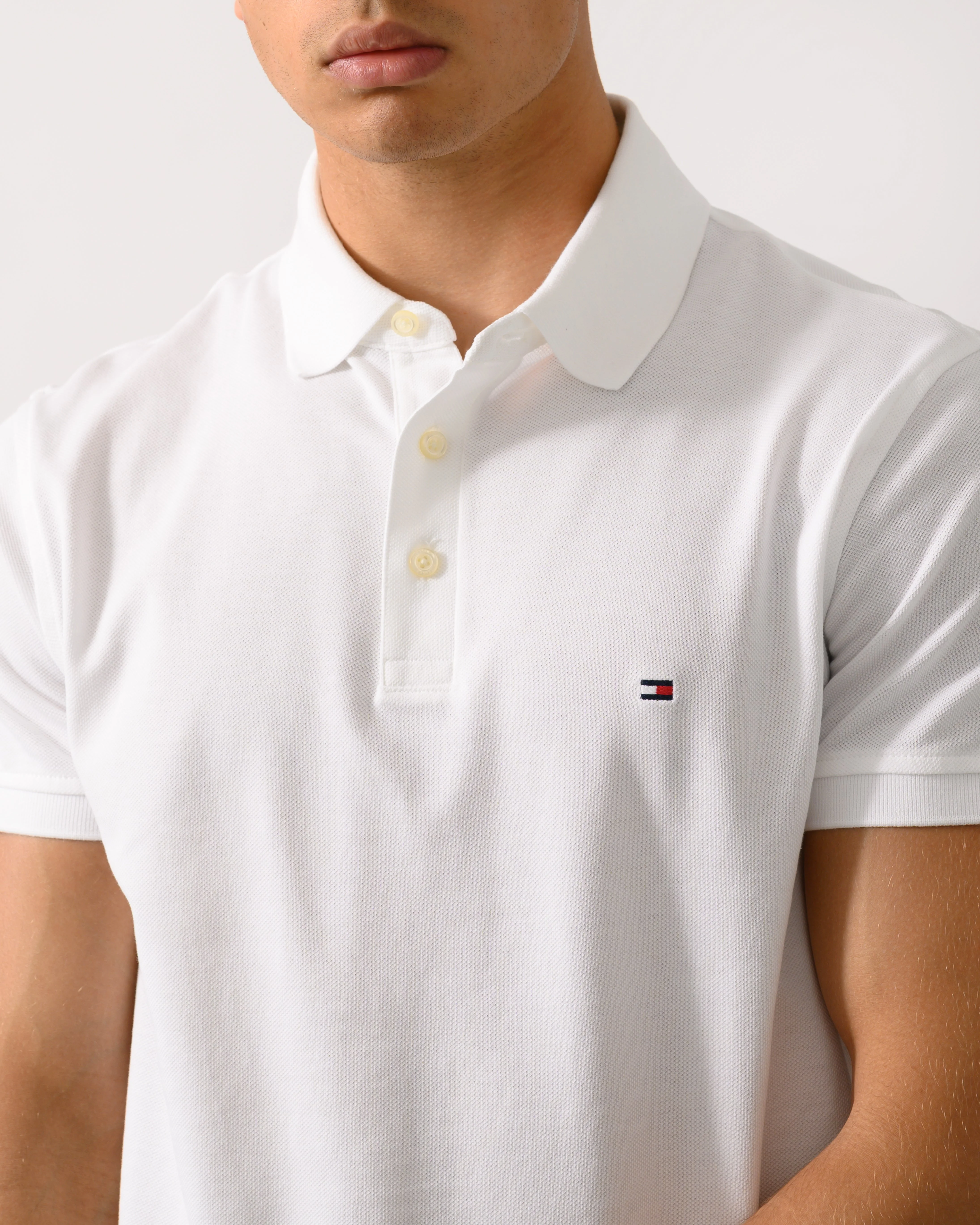 Tommy Hilfiger Core 1985 Slim Mens Polo Shirt - White - Image 3