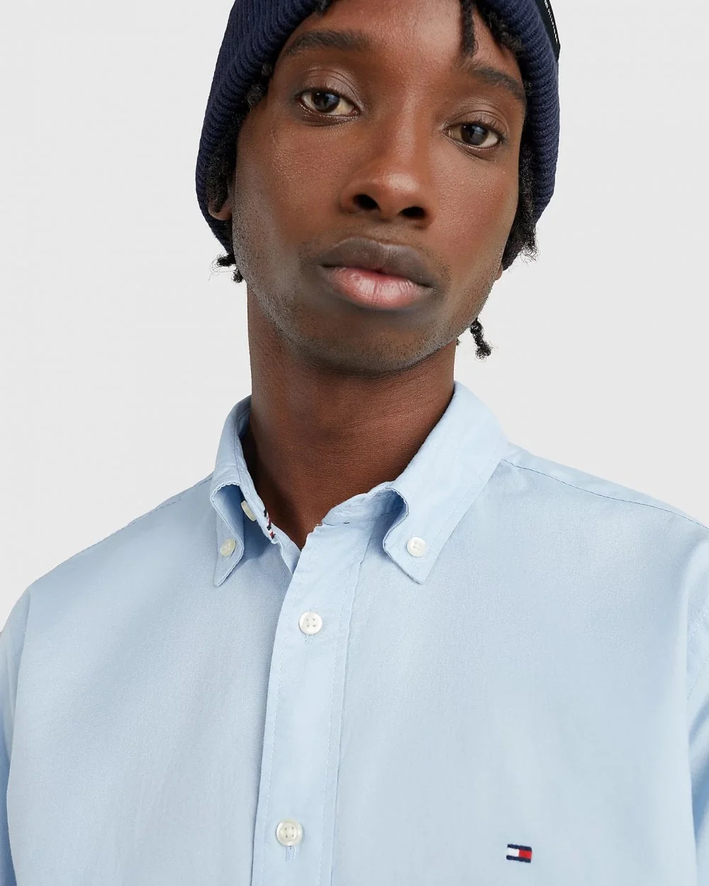 Tommy Hilfiger Core Flex Mens Long Sleeve Poplin Shirt - Calm Blue - Image 2