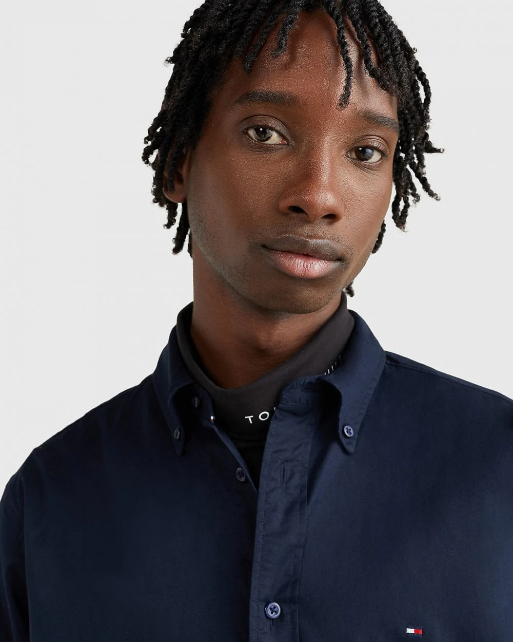 Tommy Hilfiger Core Flex Mens Long Sleeve Poplin Shirt - Desert Sky - Image 2