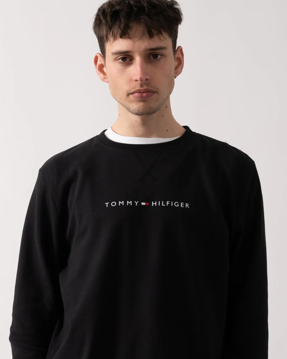 Tommy Hilfiger Cotton Mens Lounge Track Top - Black - Image 2