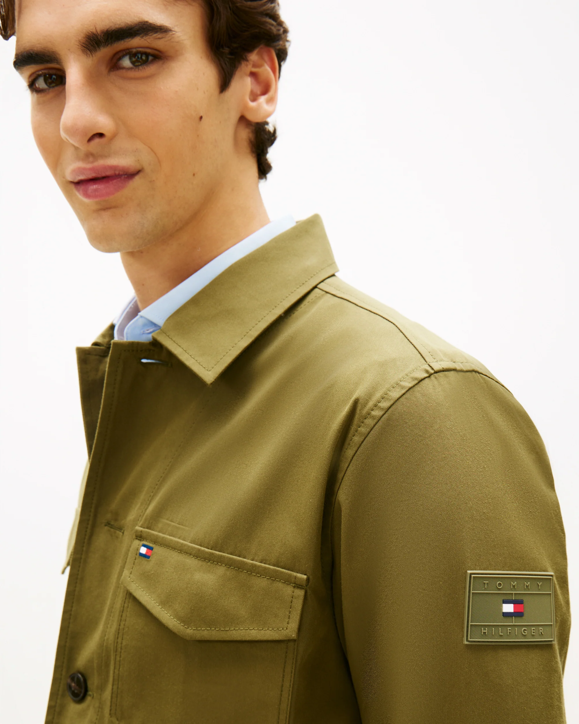 Tommy Hilfiger Cotton Nylon Mens Shirt Jacket - Dark Artichoke - Image 2