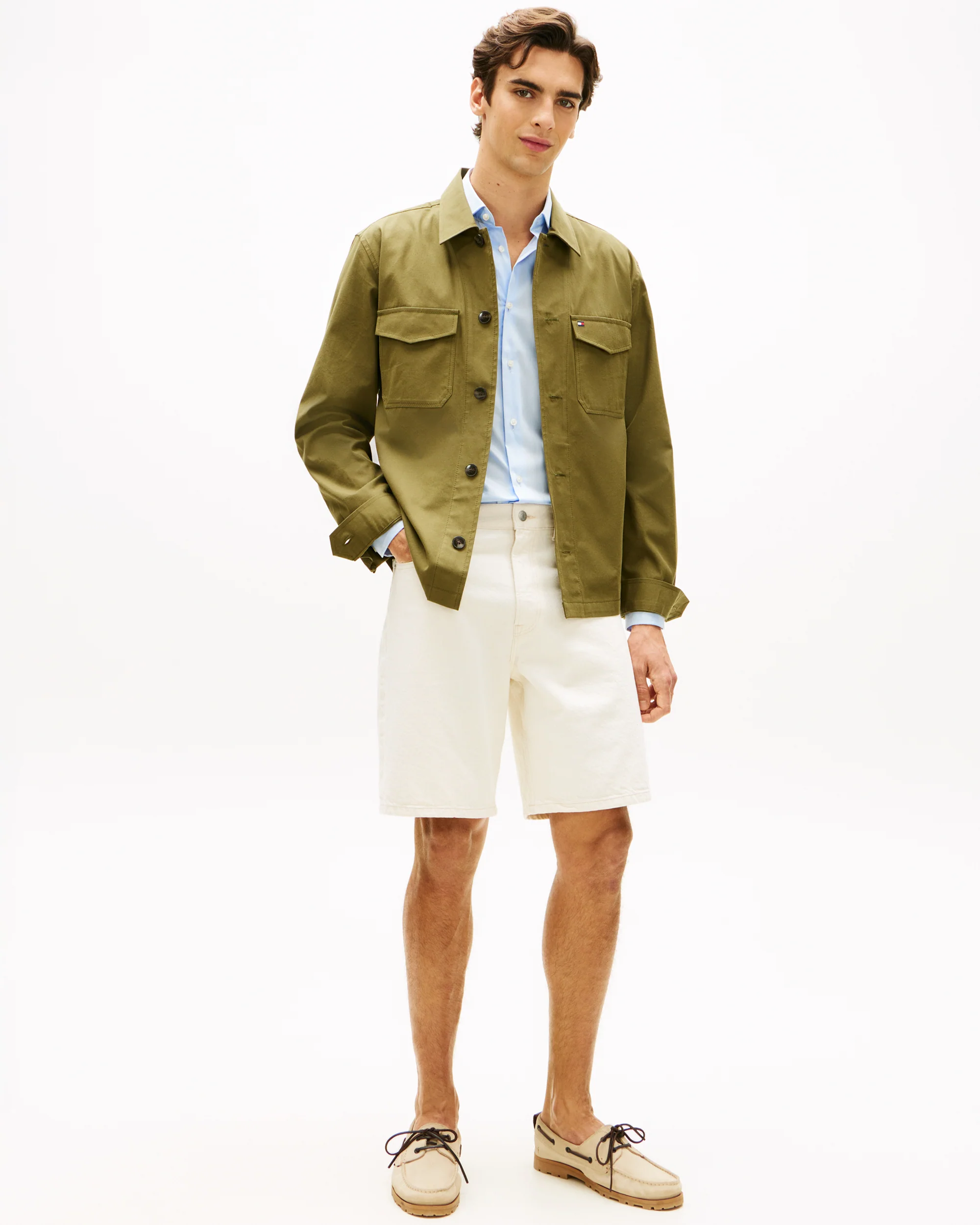 Tommy Hilfiger Cotton Nylon Mens Shirt Jacket - Dark Artichoke - Image 3