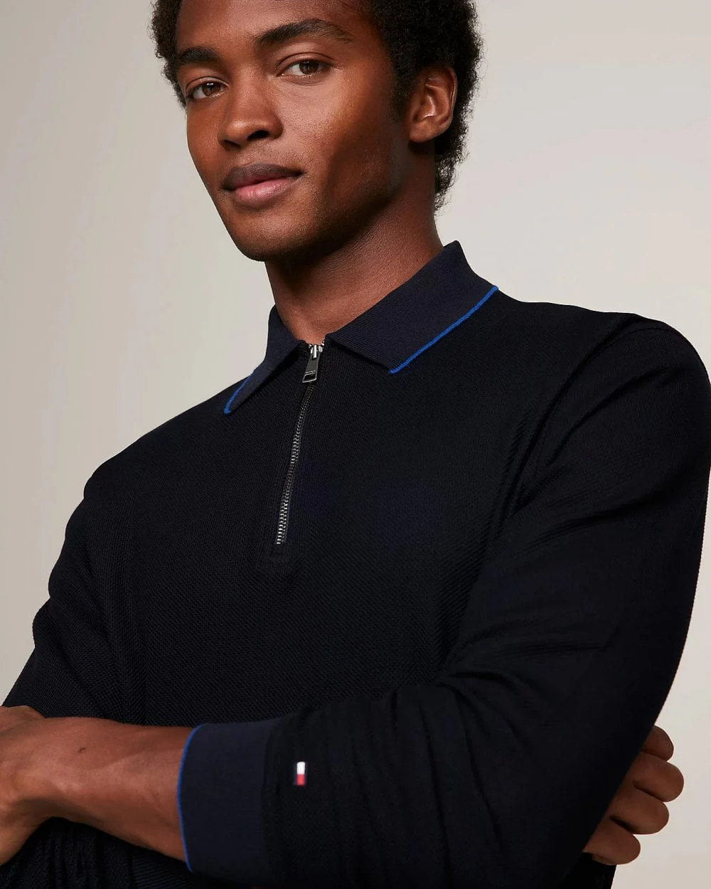 Tommy Hilfiger DC Structure Long Sleeve Mens Slim Polo - Image 2