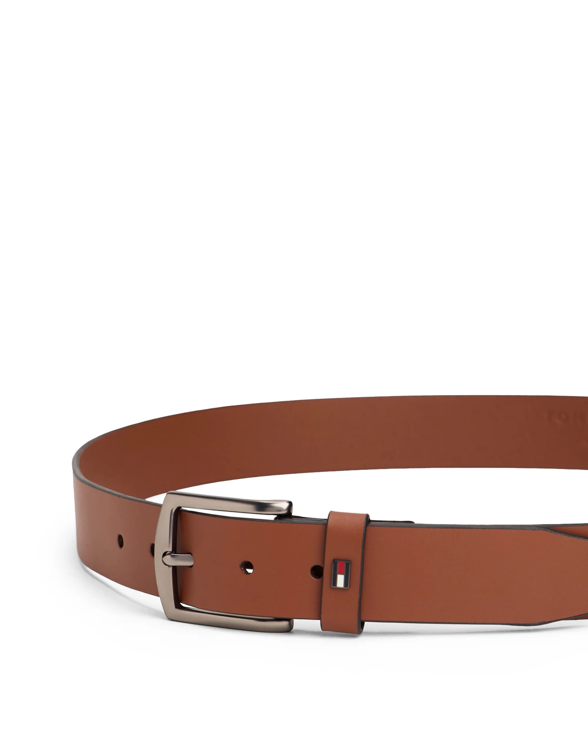 Tommy Hilfiger Denton Enamel Flag Mens Leather Belt - Winter Cognac - Image 2