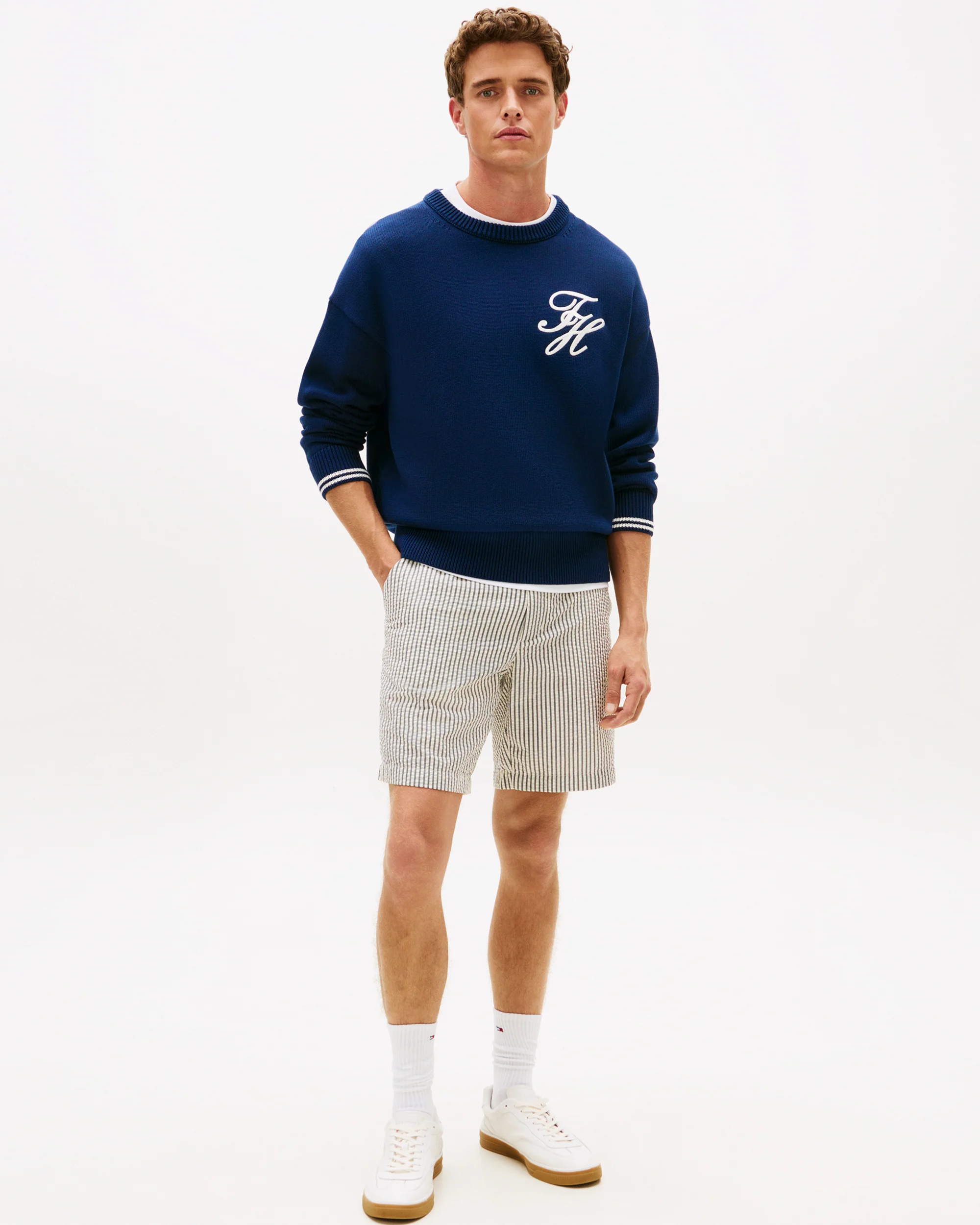 Tommy Hilfiger Dover 8 Inch Seersucker Strip Mens Shorts - Desert Sky/Ecru - Image 3