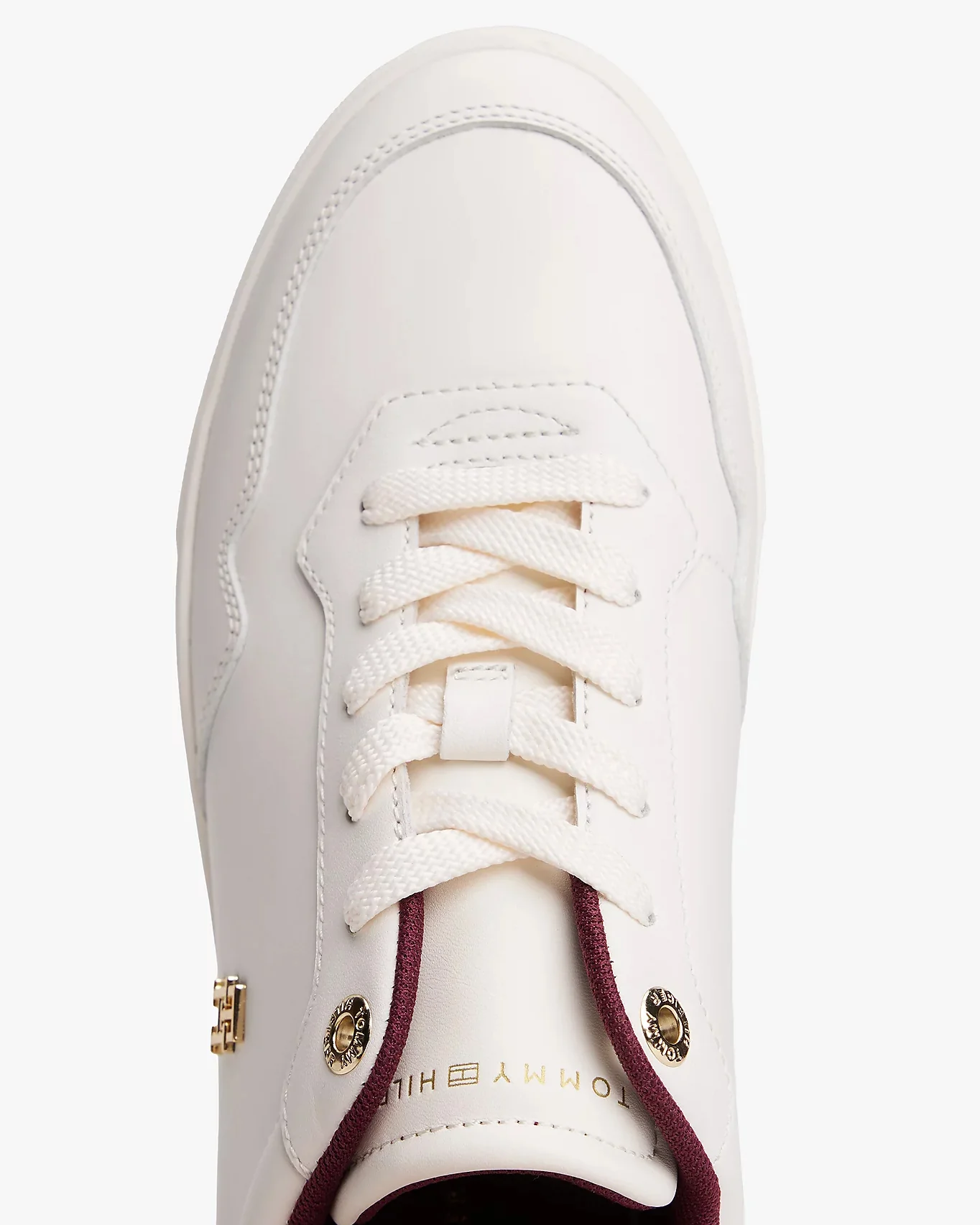 Tommy Hilfiger Elevated Womens Leather Court Trainers - Ancient White - Image 2