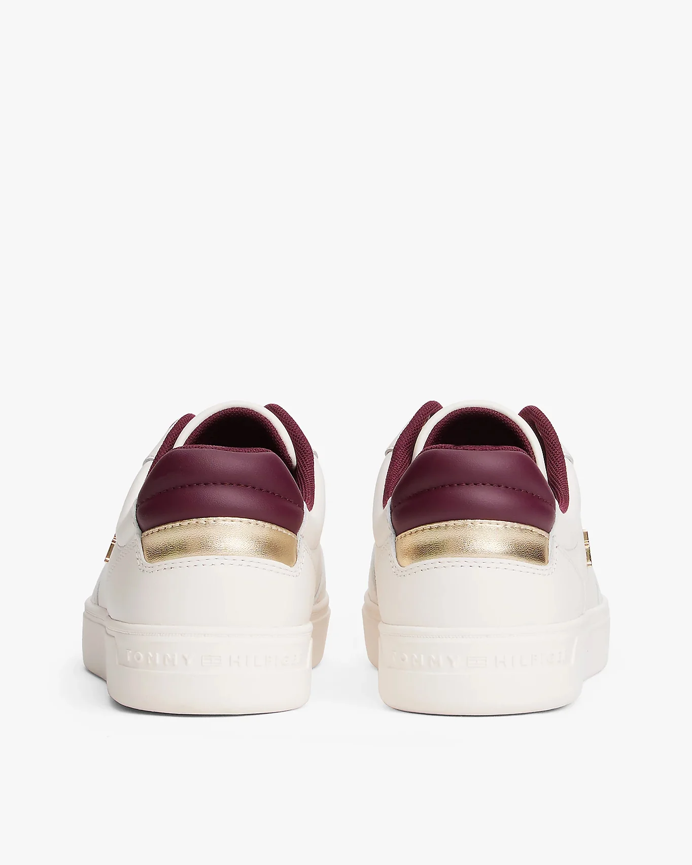 Tommy Hilfiger Elevated Womens Leather Court Trainers - Ancient White - Image 4