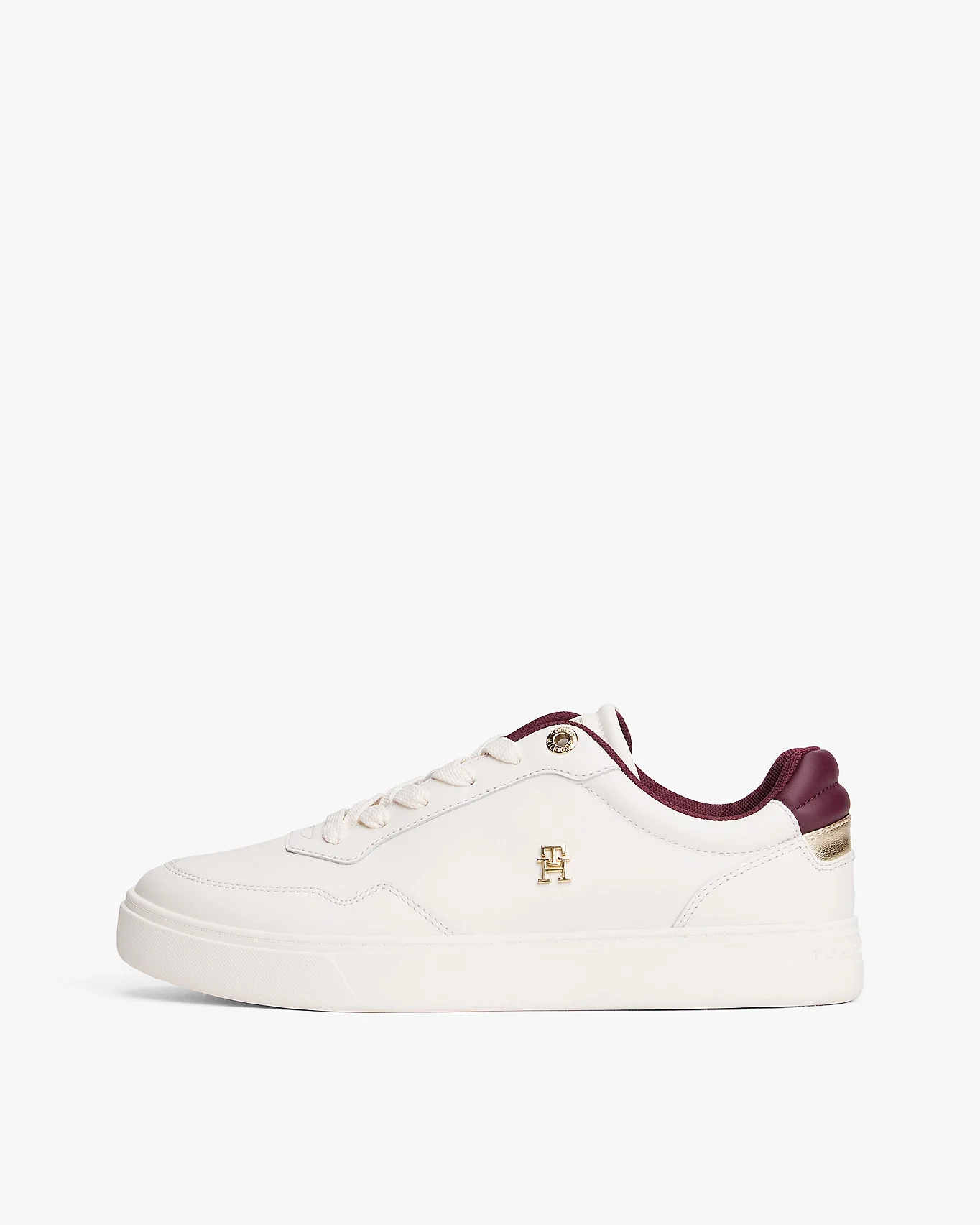 Tommy Hilfiger Elevated Womens Leather Court Trainers - Ancient White - Image 6