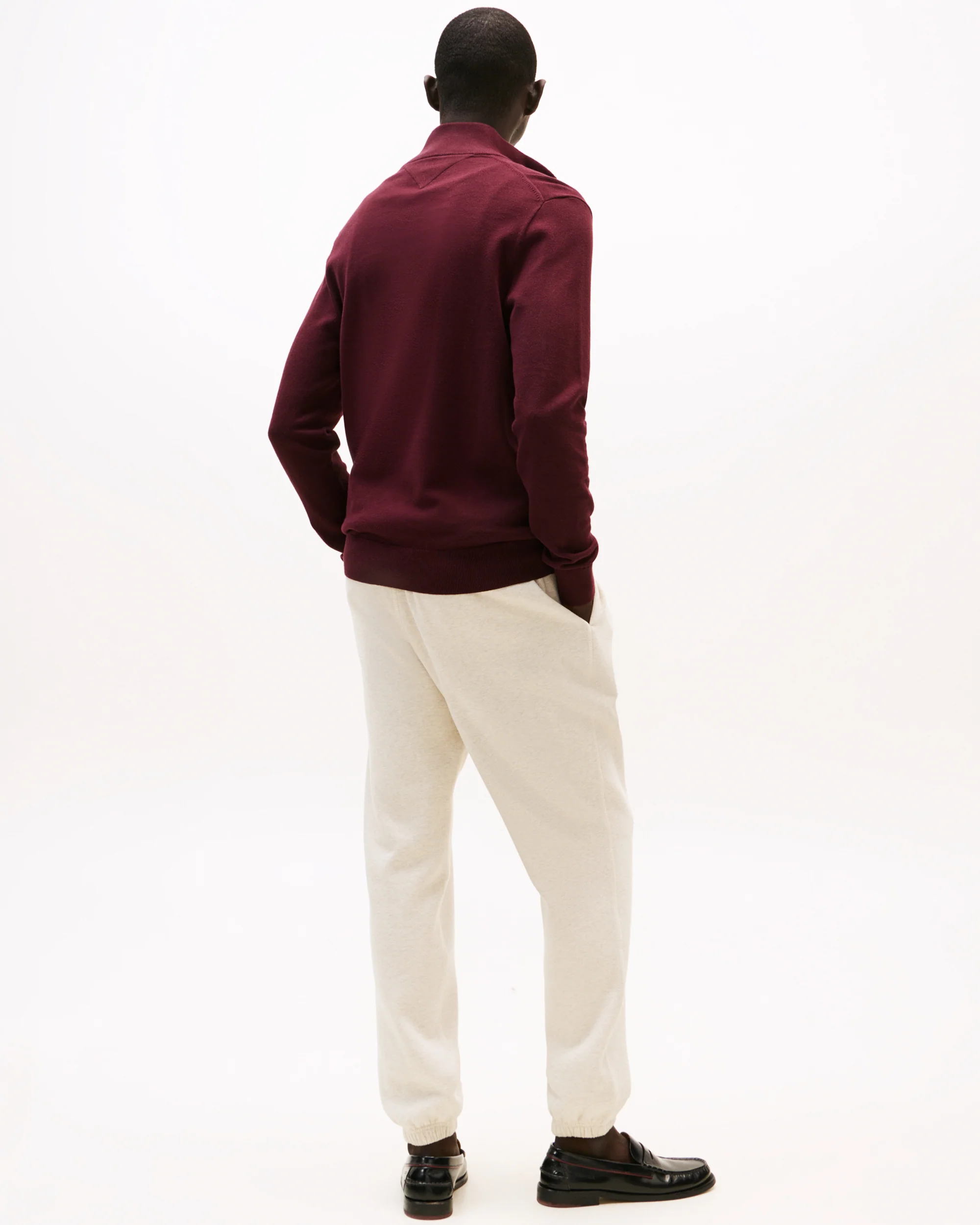Tommy Hilfiger Essential Cotton 1/4 Zip Mock Mens Sweatshirt - Deep Burgundy - Image 4