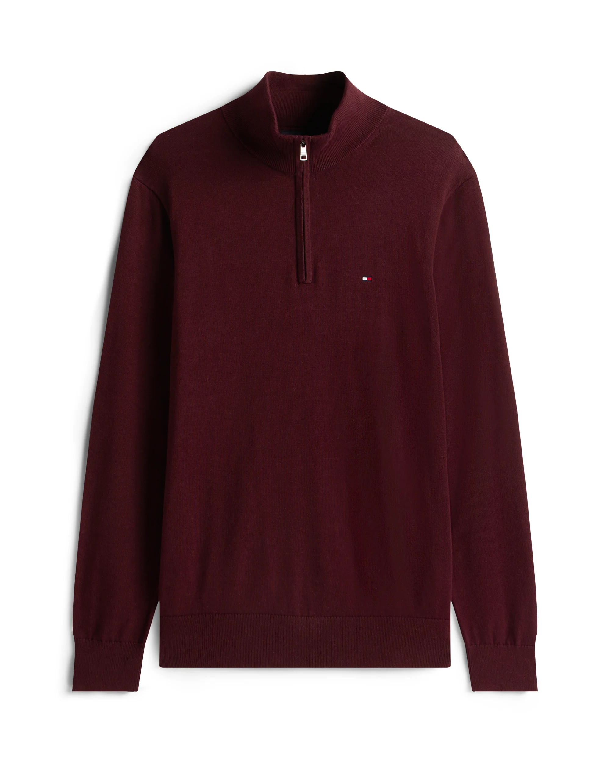 Tommy Hilfiger Essential Cotton 1/4 Zip Mock Mens Sweatshirt - Deep Burgundy - Image 5