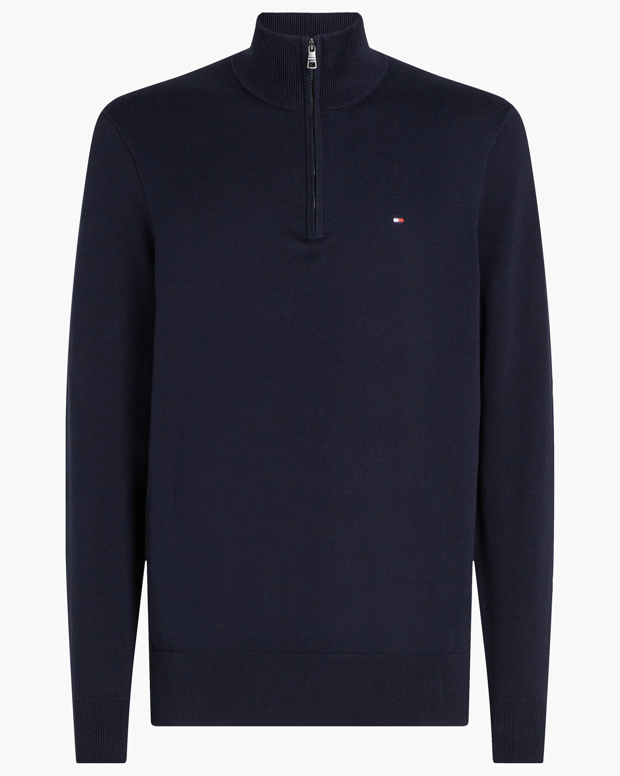 Tommy Hilfiger Essential Cotton 1/4 Zip Mock Mens Sweatshirt - Desert Sky - Image 5