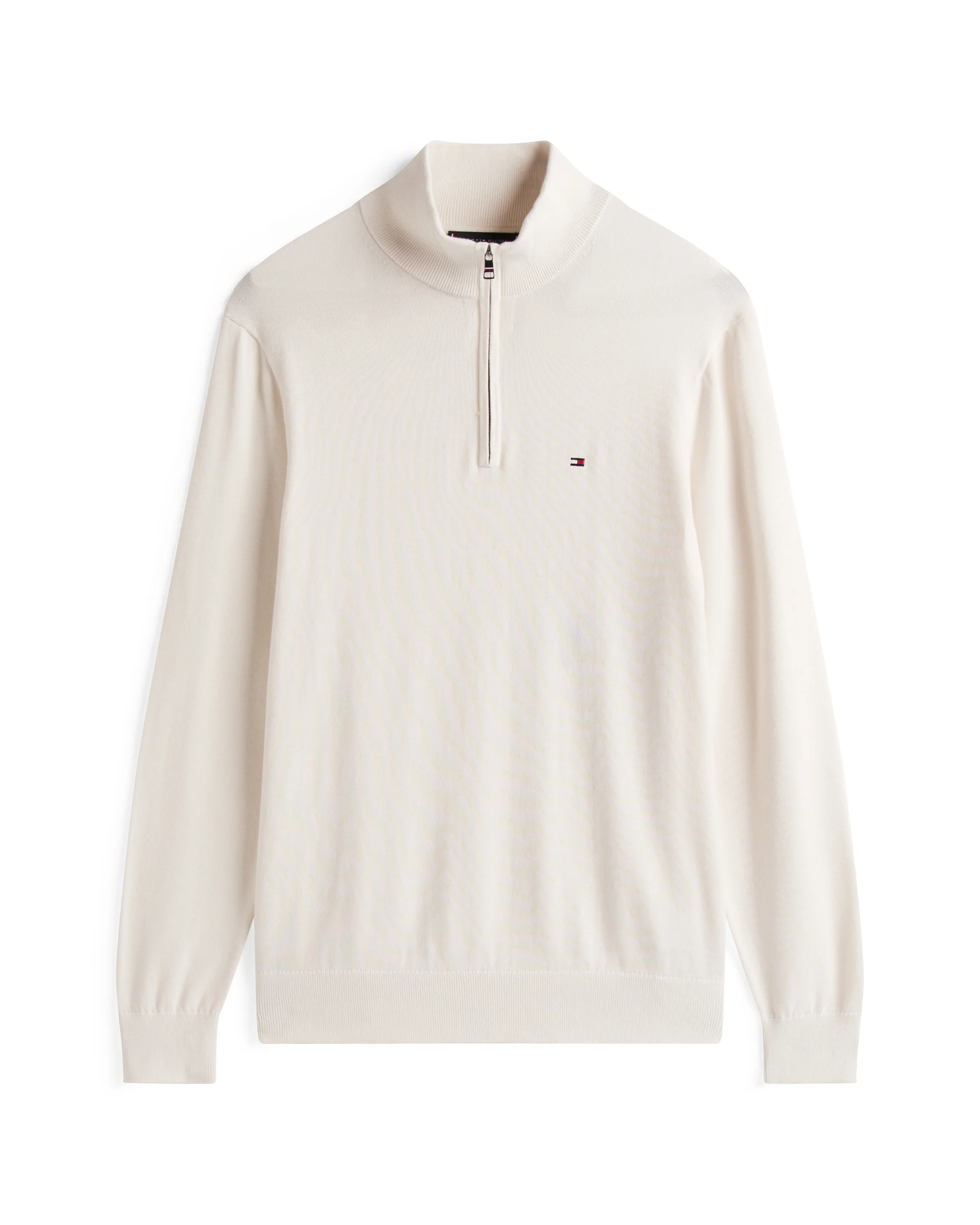 Tommy Hilfiger Essential Cotton 1/4 Zip Mock Mens Sweatshirt - Ivory Petal - Image 5