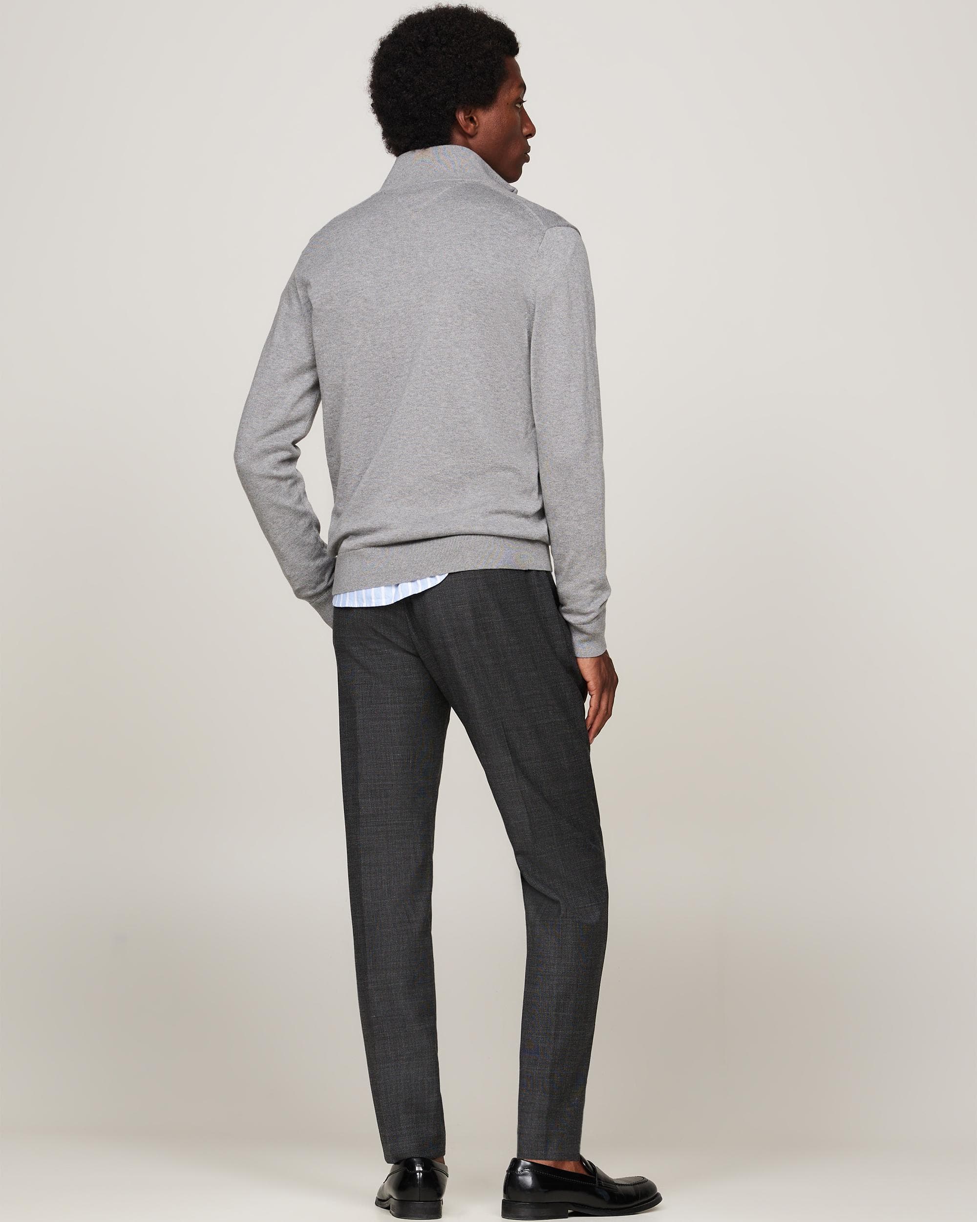 Tommy Hilfiger Essential Cotton 1/4 Zip Mock Mens Sweatshirt - Medium Grey Heather - Image 4