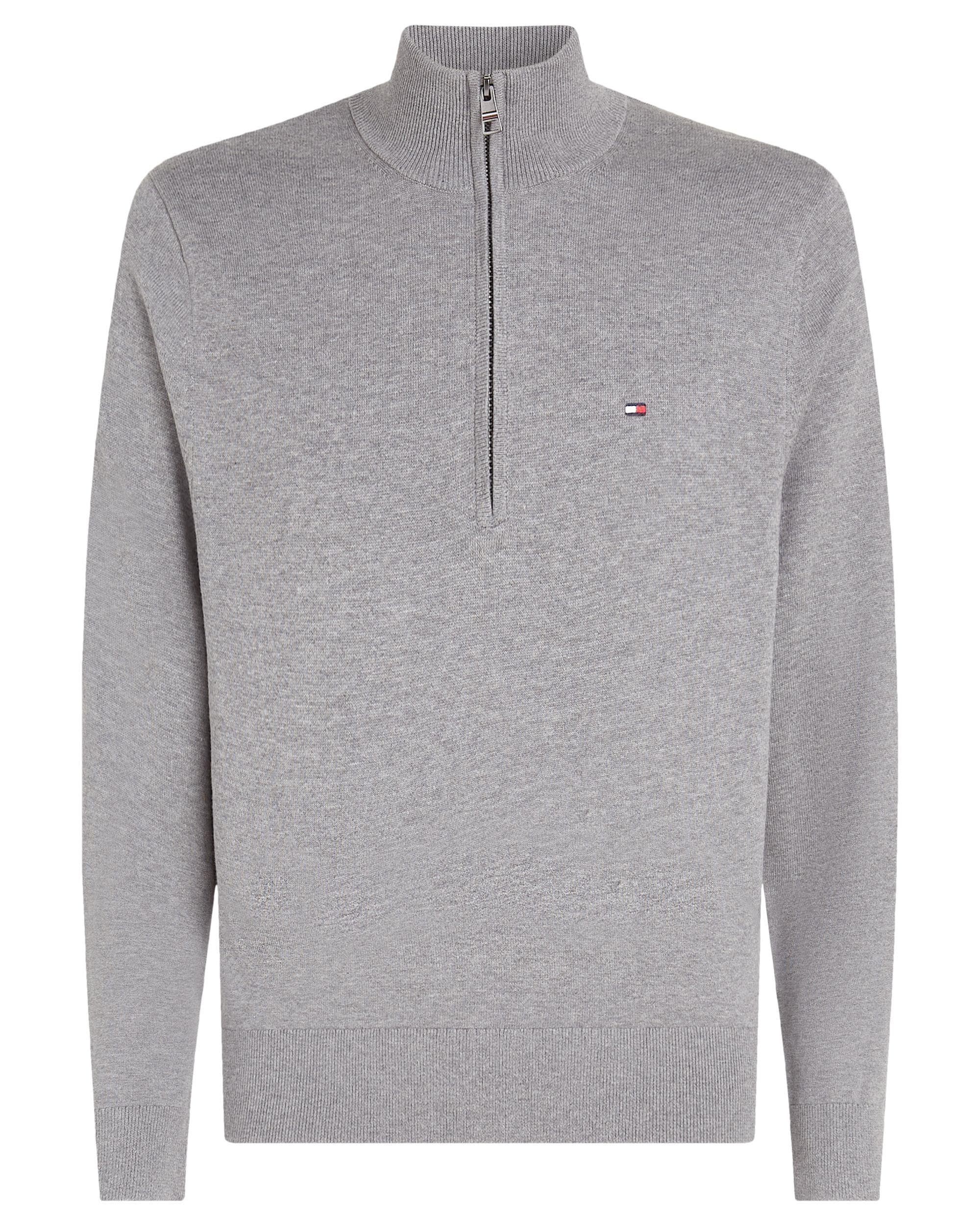 Tommy Hilfiger Essential Cotton 1/4 Zip Mock Mens Sweatshirt - Medium Grey Heather - Image 5