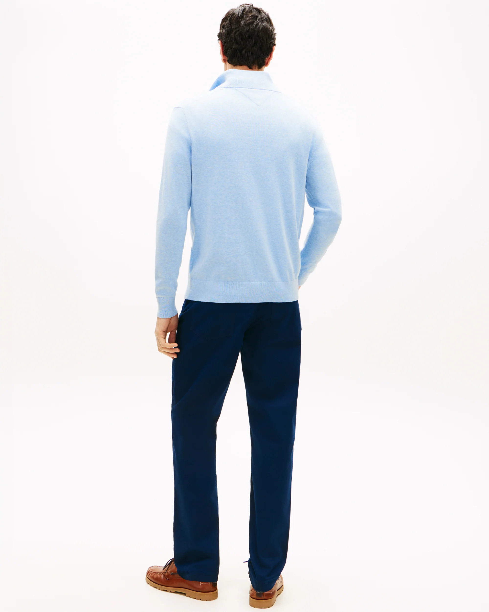 Tommy Hilfiger Essential Cotton 1/4 Zip Mock Mens Sweatshirt - Vessel Blue Heather - Image 4
