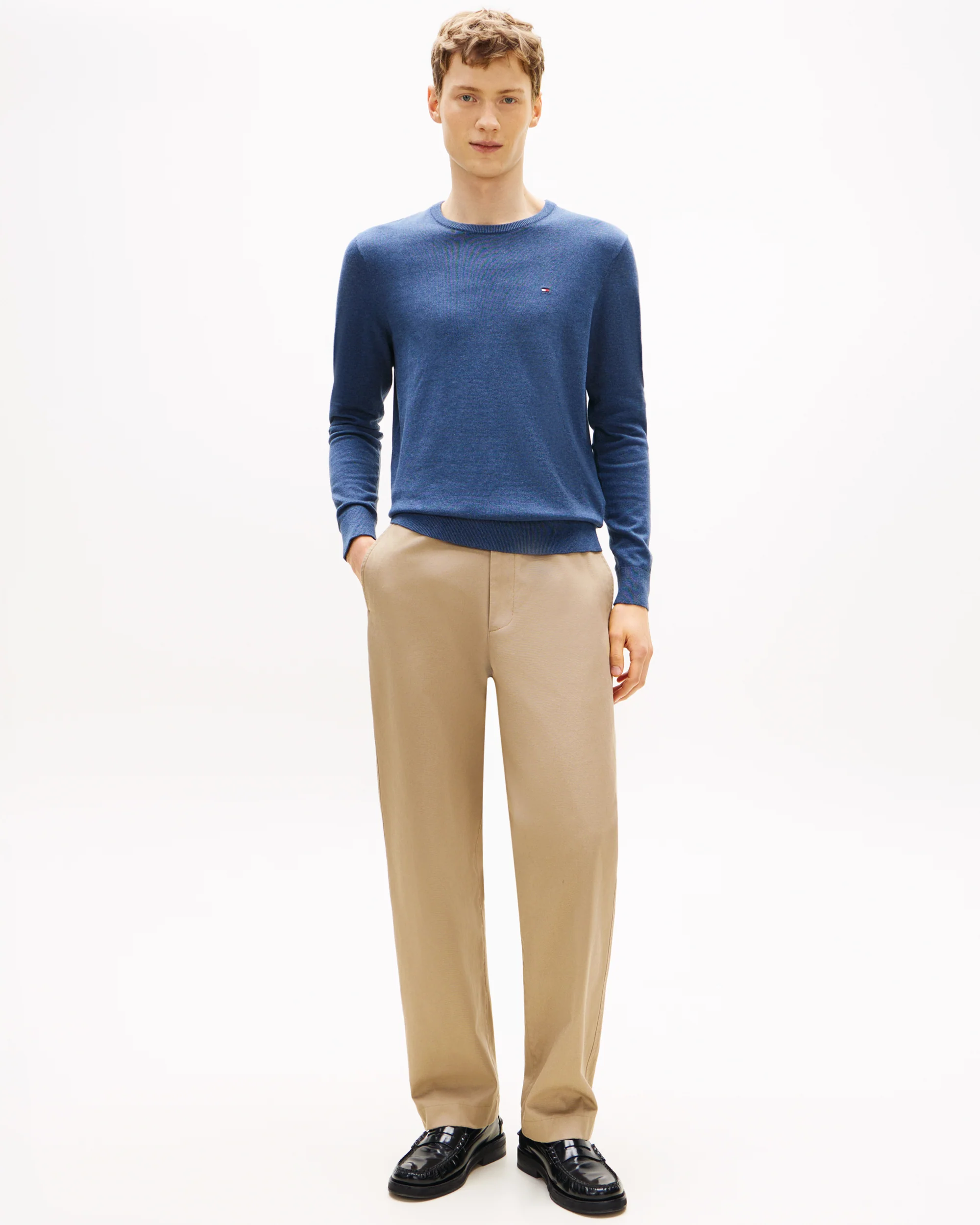 Tommy Hilfiger Essential Cotton Crew Neck Mens Sweatshirt - Aegean Sea Heather - Image 3