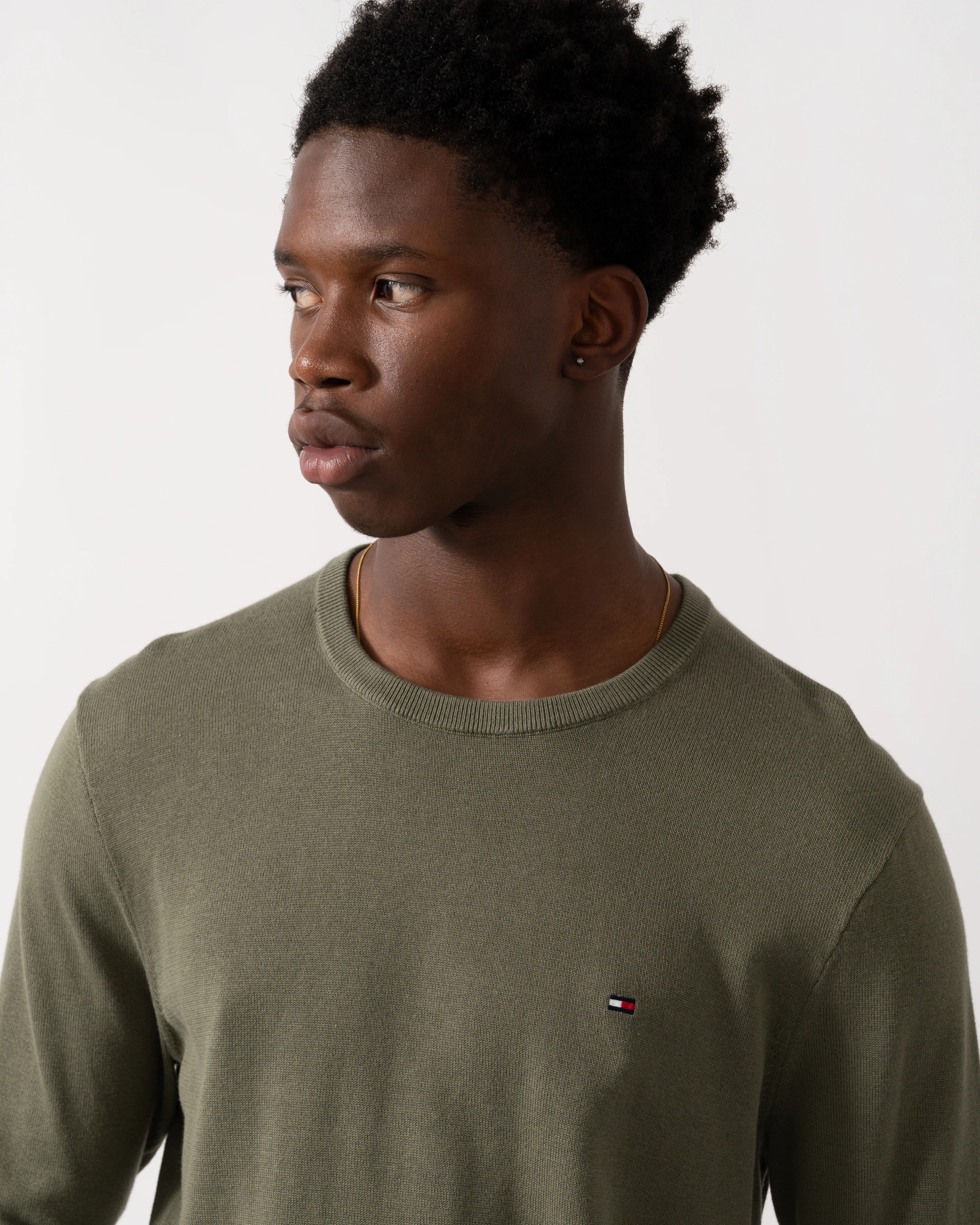 Tommy Hilfiger Essential Cotton Crew Neck Mens Sweatshirt - Battle Green - Image 3