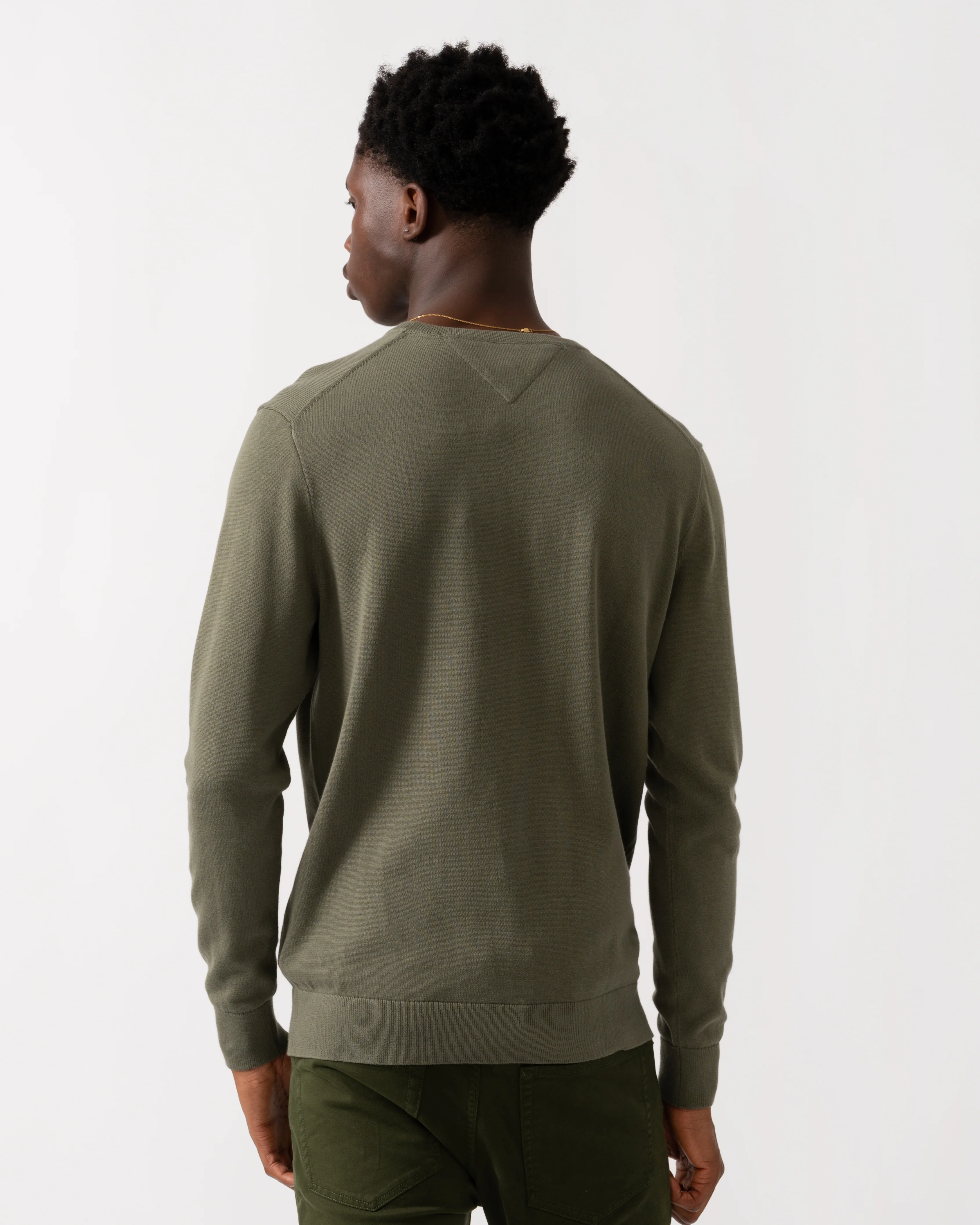 Tommy Hilfiger Essential Cotton Crew Neck Mens Sweatshirt - Battle Green - Image 4