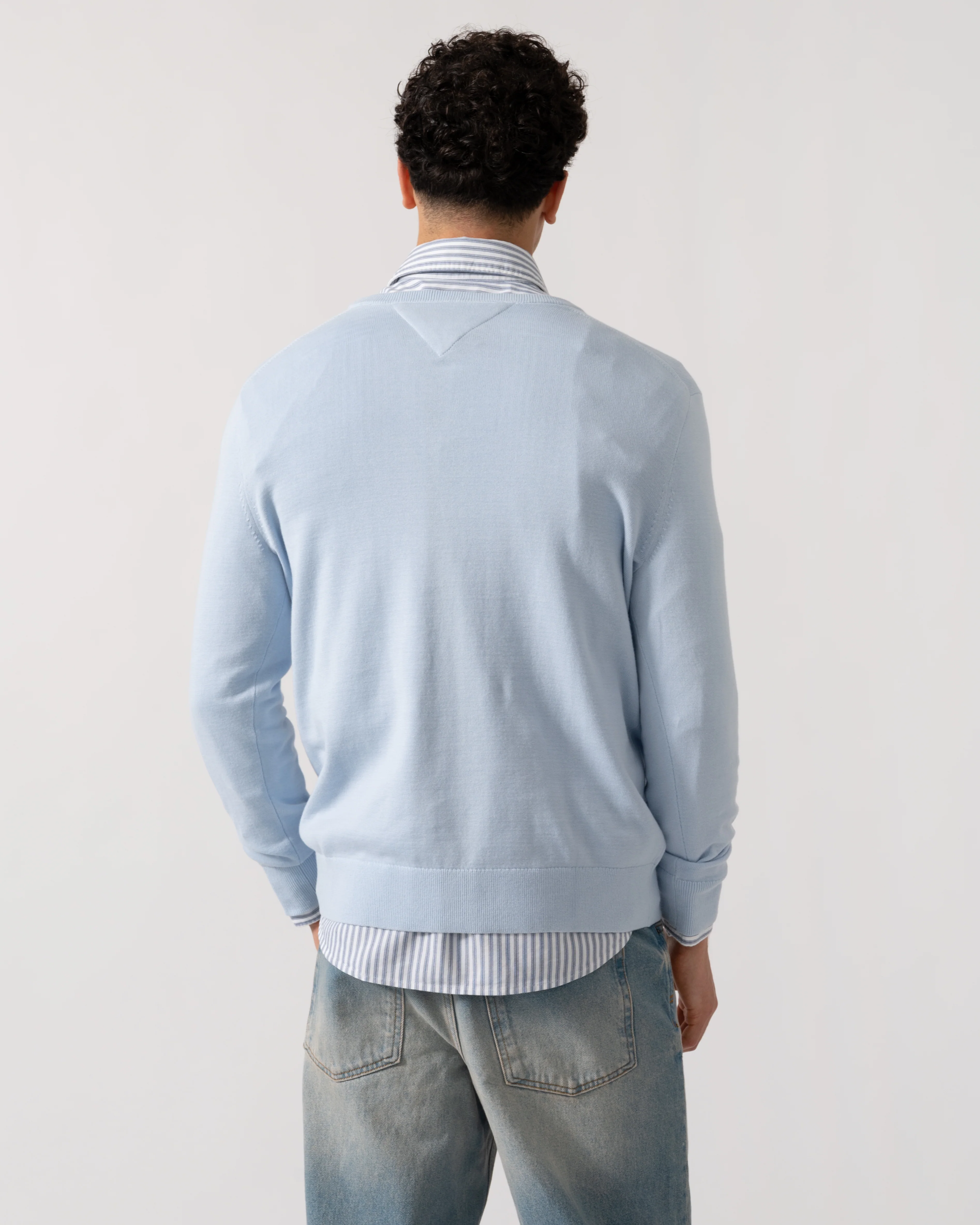 Tommy Hilfiger Essential Cotton Crew Neck Mens Sweatshirt - Breezy Blue - Image 4