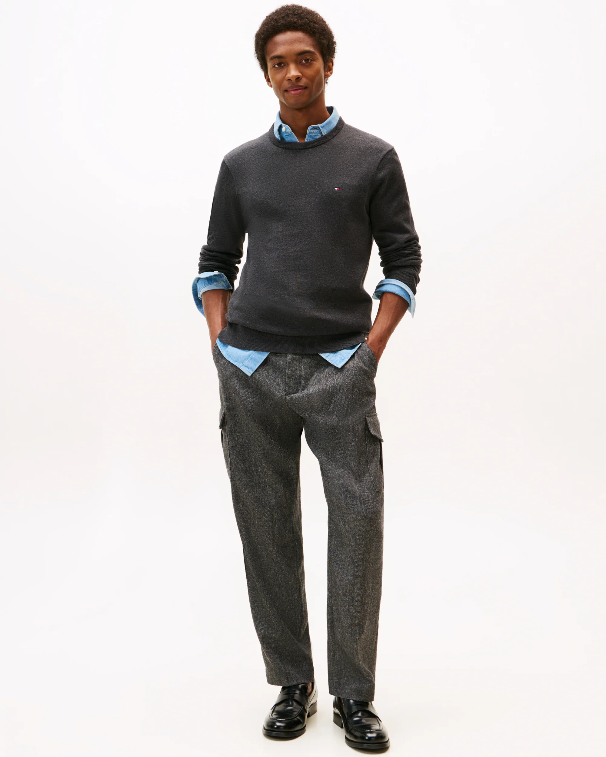 Tommy Hilfiger Essential Cotton Crew Neck Mens Sweatshirt - Dark Grey Heather - Image 3
