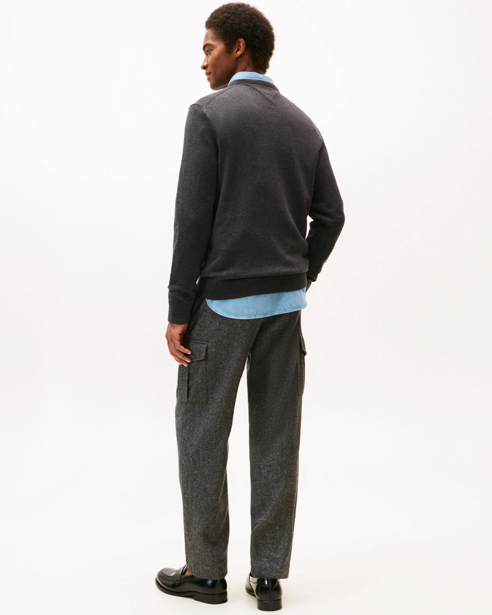 Tommy Hilfiger Essential Cotton Crew Neck Mens Sweatshirt - Dark Grey Heather - Image 4