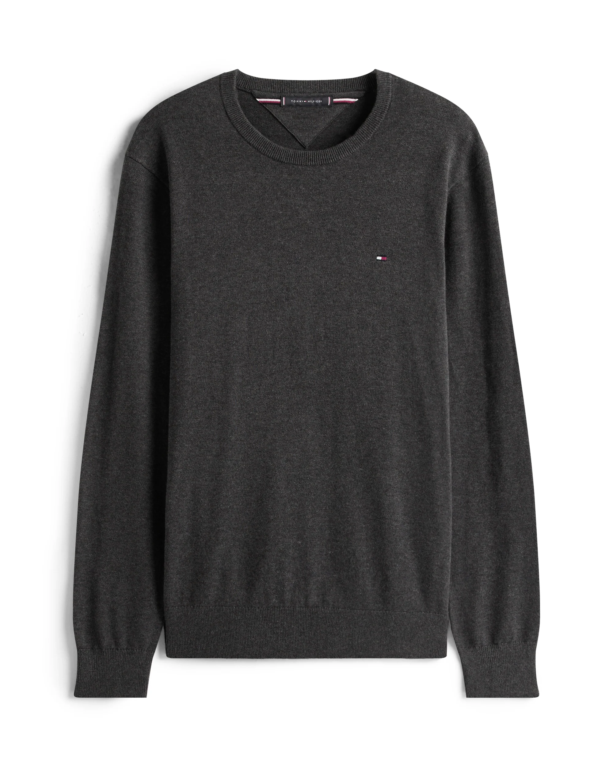 Tommy Hilfiger Essential Cotton Crew Neck Mens Sweatshirt - Dark Grey Heather - Image 5