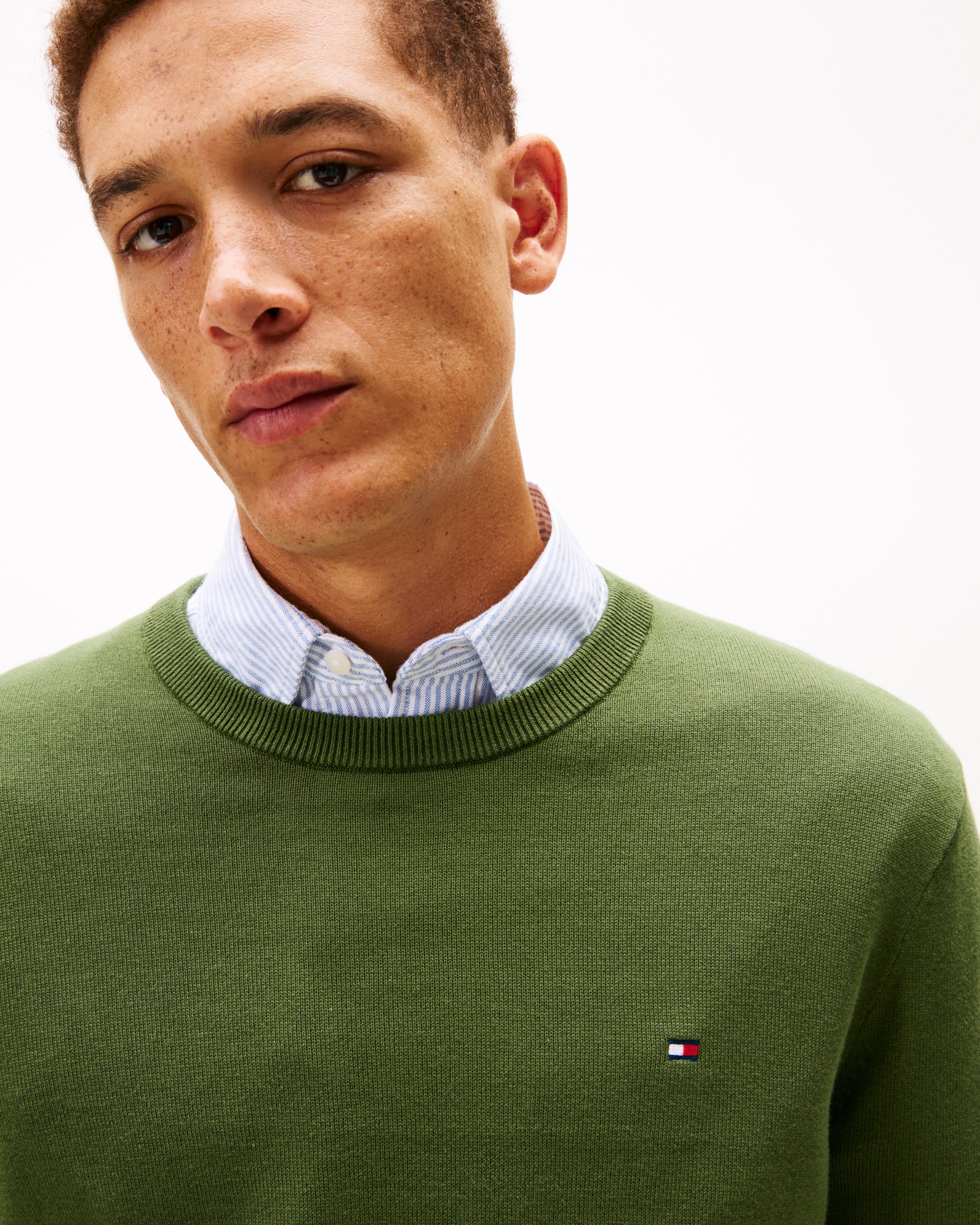 Tommy Hilfiger Essential Cotton Crew Neck Mens Sweatshirt - Mountain Pine - Image 2