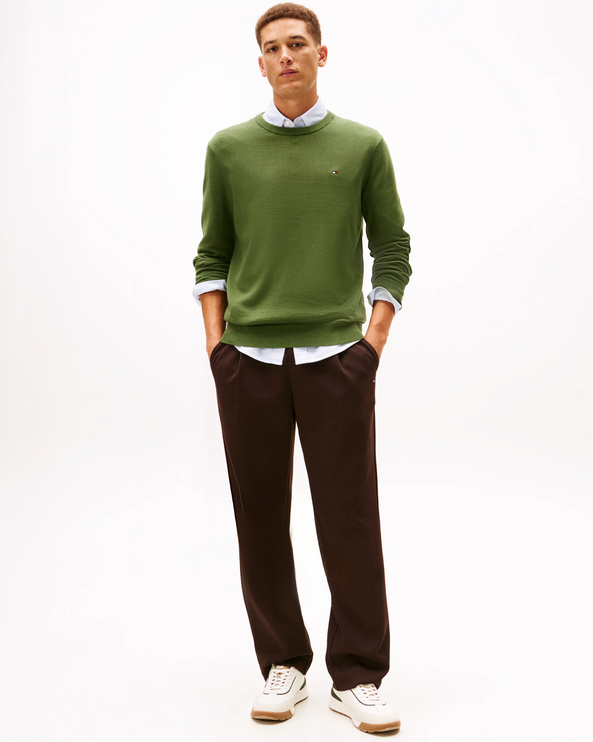 Tommy Hilfiger Essential Cotton Crew Neck Mens Sweatshirt - Mountain Pine - Image 3