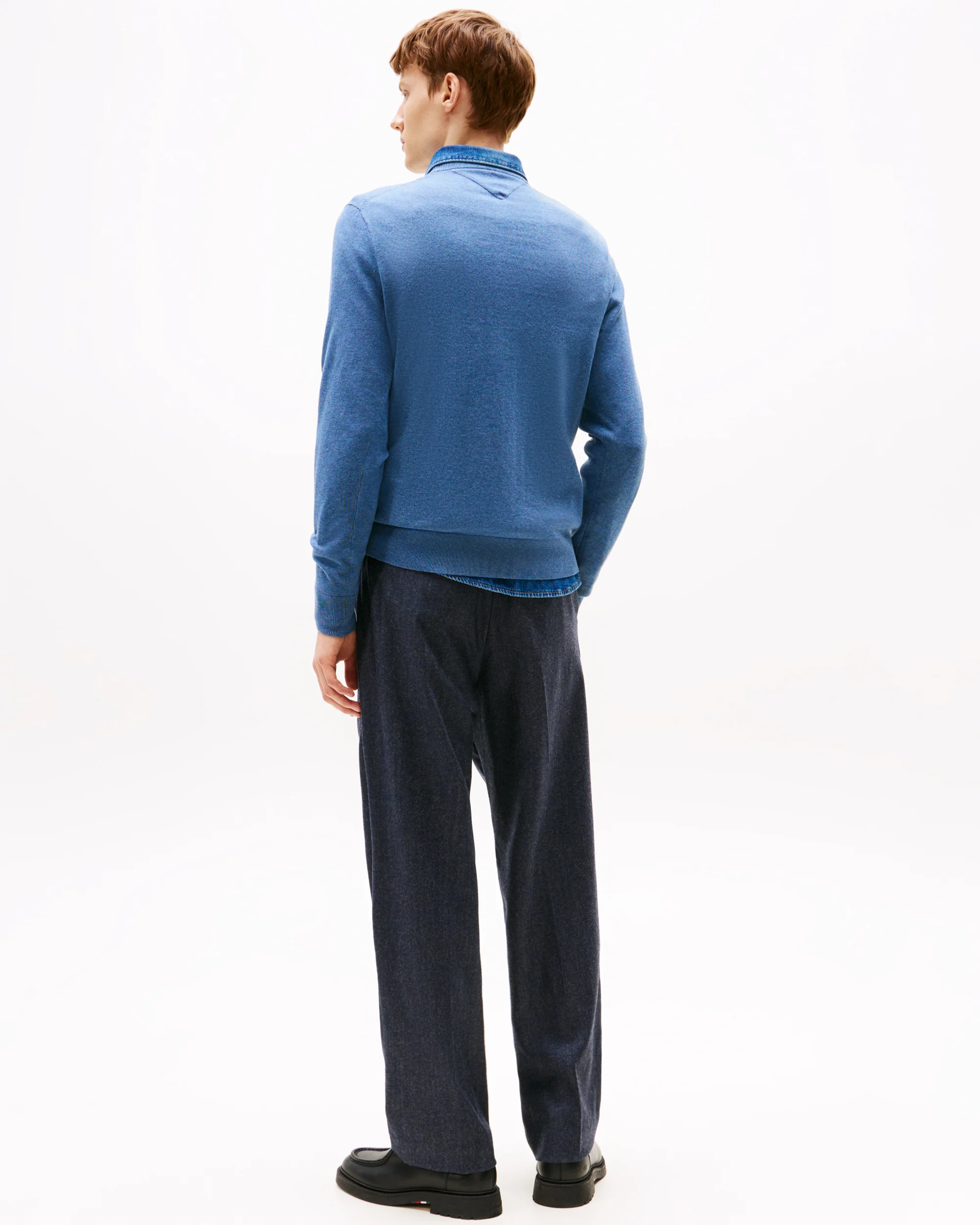 Tommy Hilfiger Essential Cotton Crew Neck Mens Sweatshirt - Petrol Blue Heather - Image 4