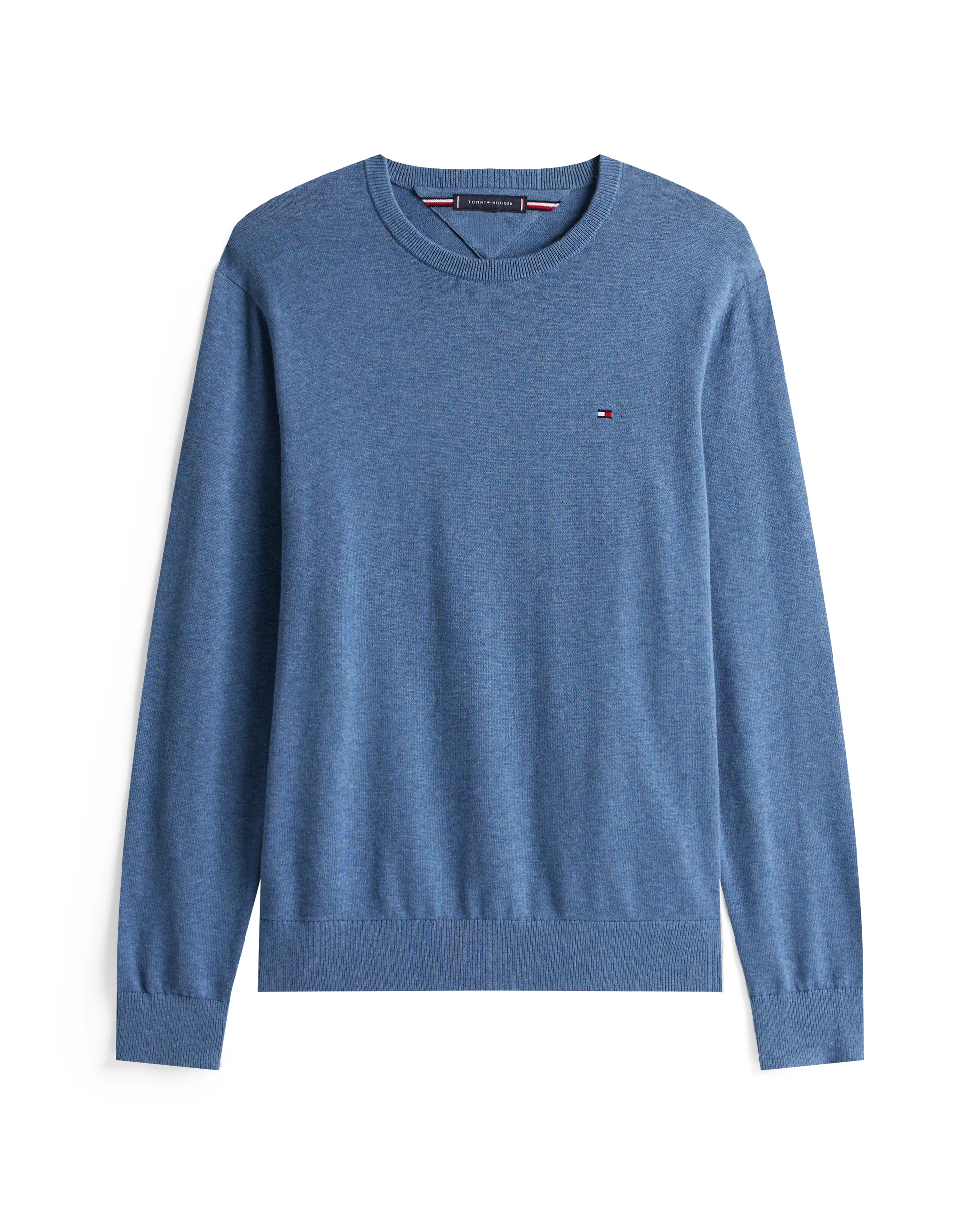 Tommy Hilfiger Essential Cotton Crew Neck Mens Sweatshirt - Petrol Blue Heather - Image 5