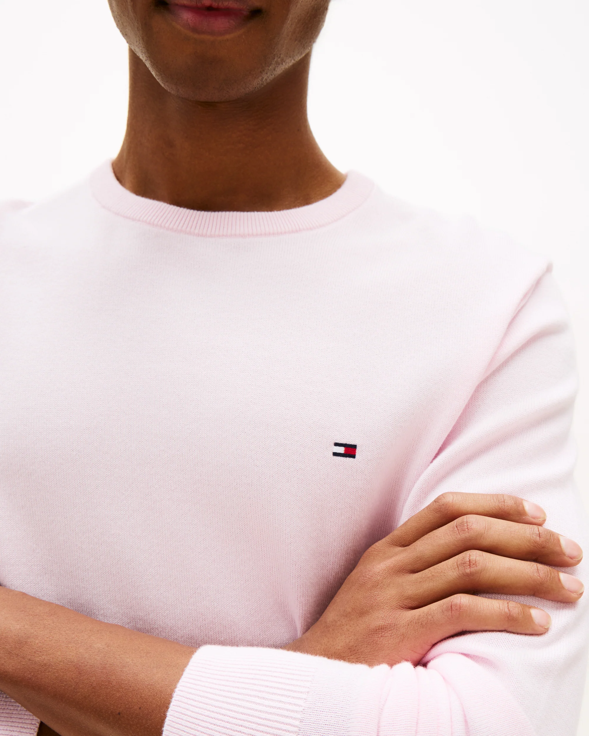 Tommy Hilfiger Essential Cotton Crew Neck Mens Sweatshirt - Pink Lily - Image 2