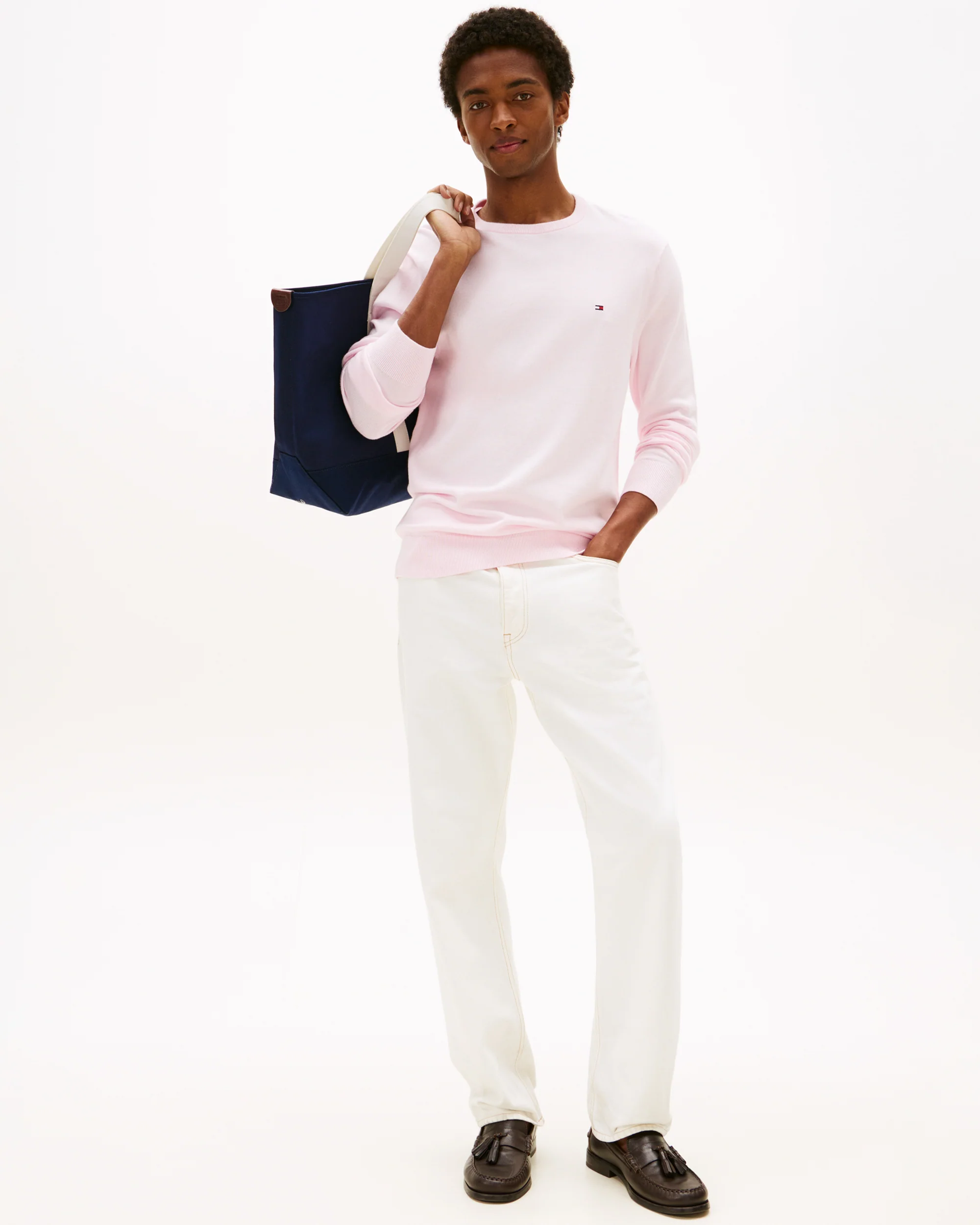 Tommy Hilfiger Essential Cotton Crew Neck Mens Sweatshirt - Pink Lily - Image 3