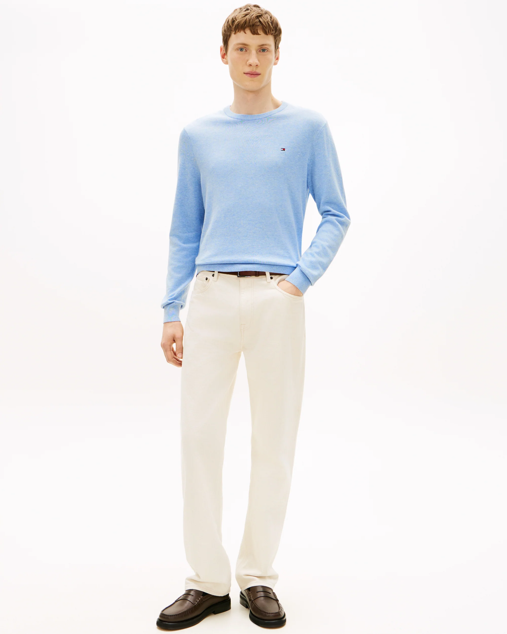 Tommy Hilfiger Essential Cotton Crew Neck Mens Sweatshirt - Vessel Blue Heather - Image 3