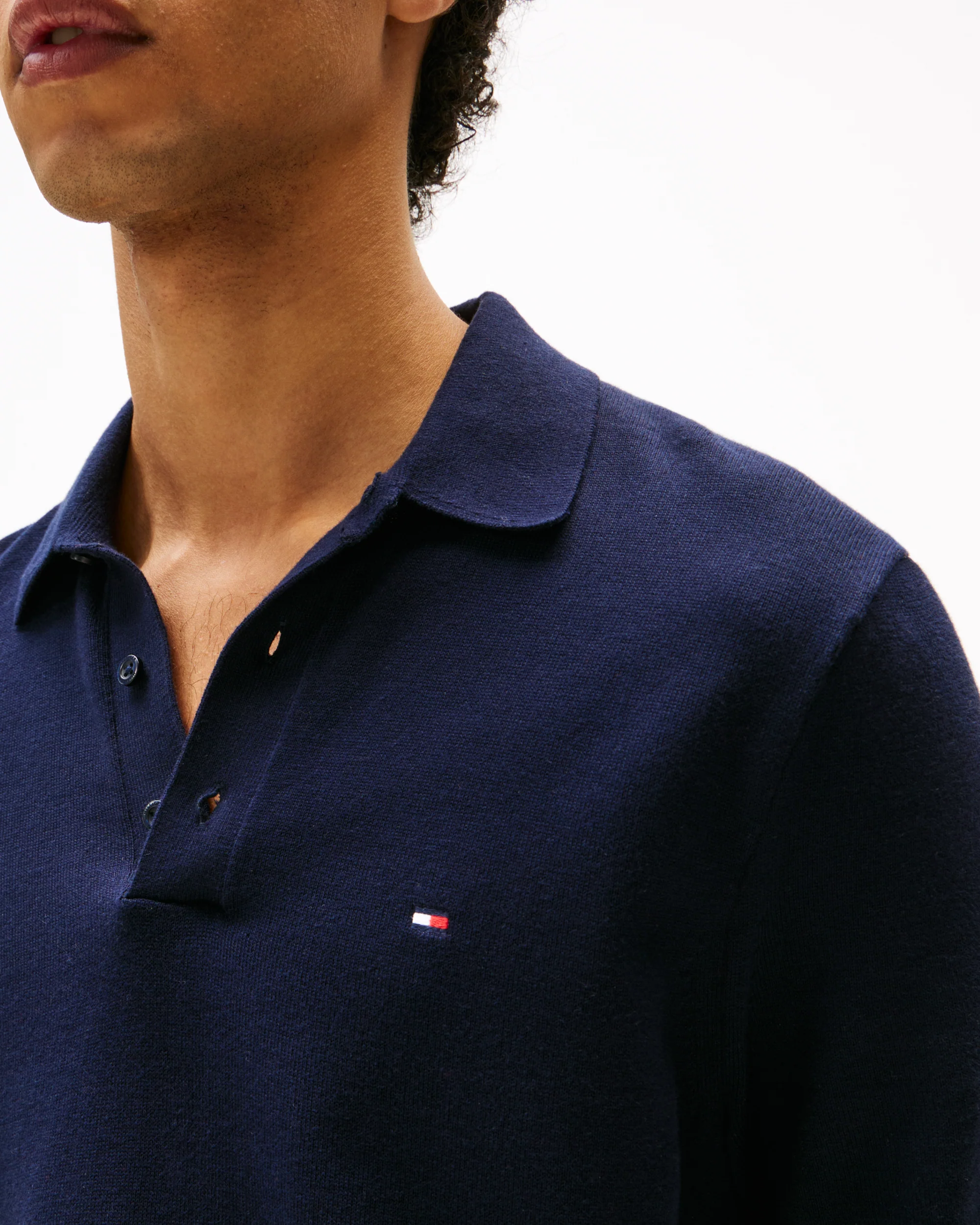 Tommy Hilfiger Essential Cotton Mens Knitted Polo - Desert Sky - Image 2