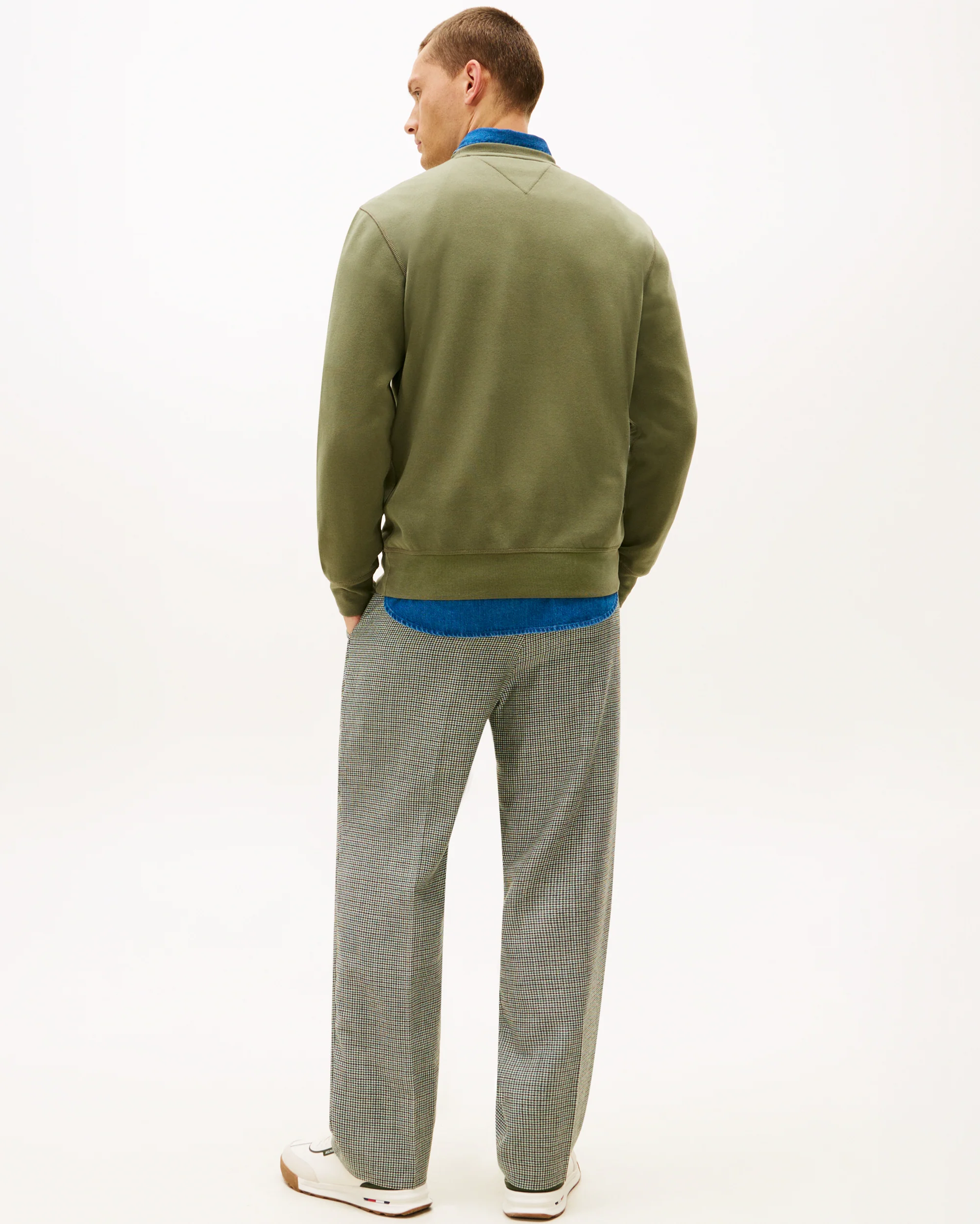 Tommy Hilfiger Essential Flag Embroidery Mens Fleece Crew Sweatshirt - Battle Green - Image 4
