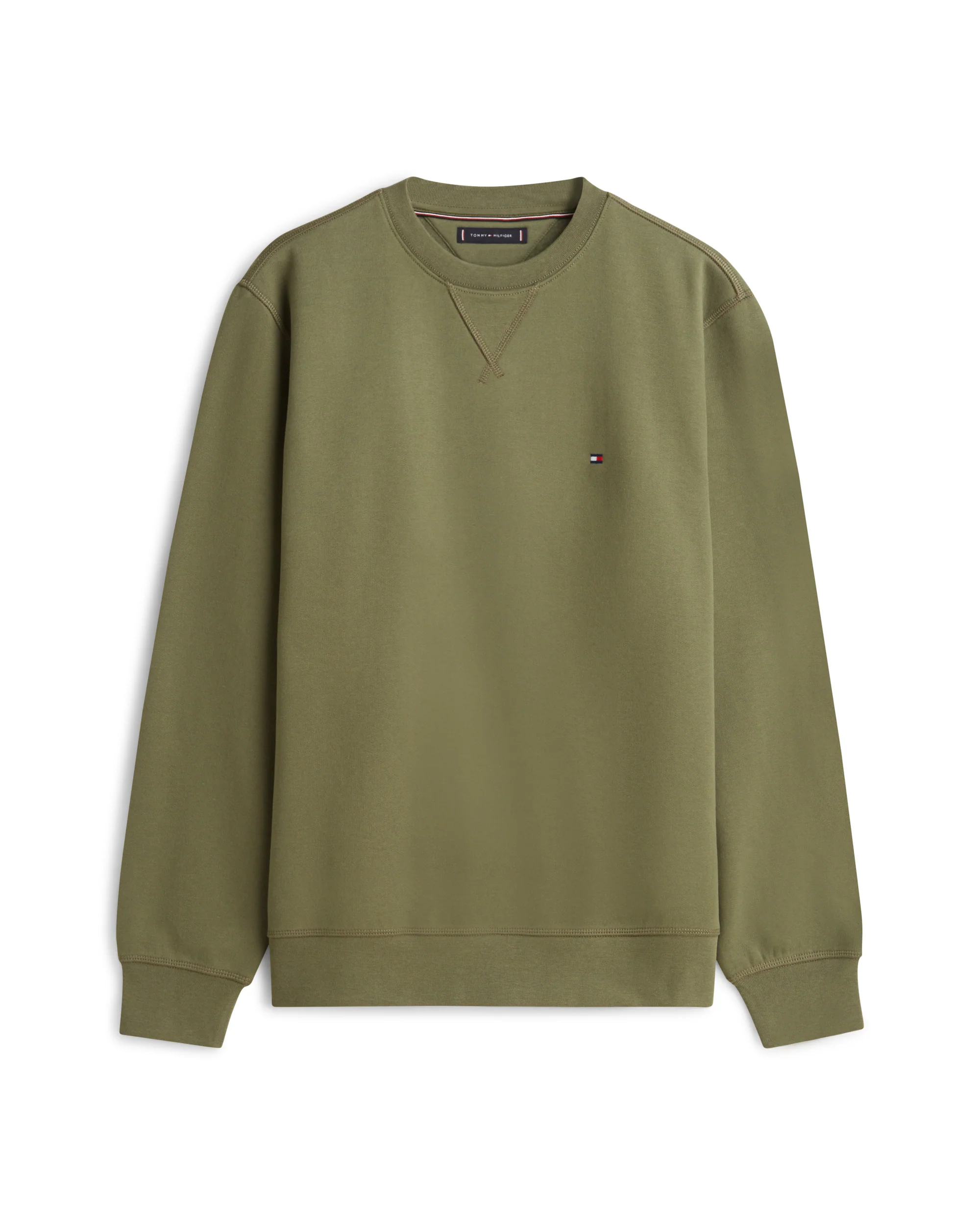 Tommy Hilfiger Essential Flag Embroidery Mens Fleece Crew Sweatshirt - Battle Green - Image 5