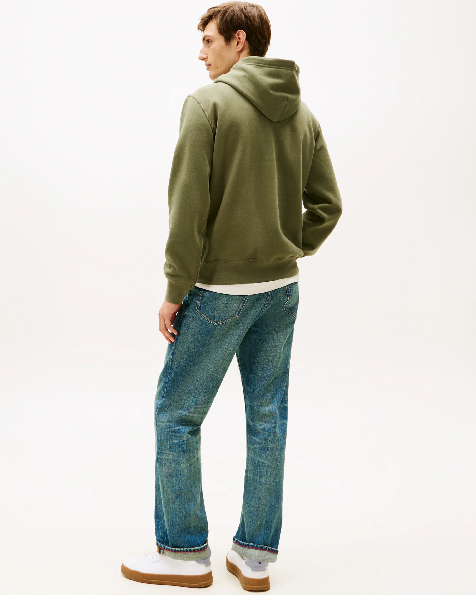 Tommy Hilfiger Essential Flag Embroidery Mens Fleece Hoodie - Battle Green - Image 4