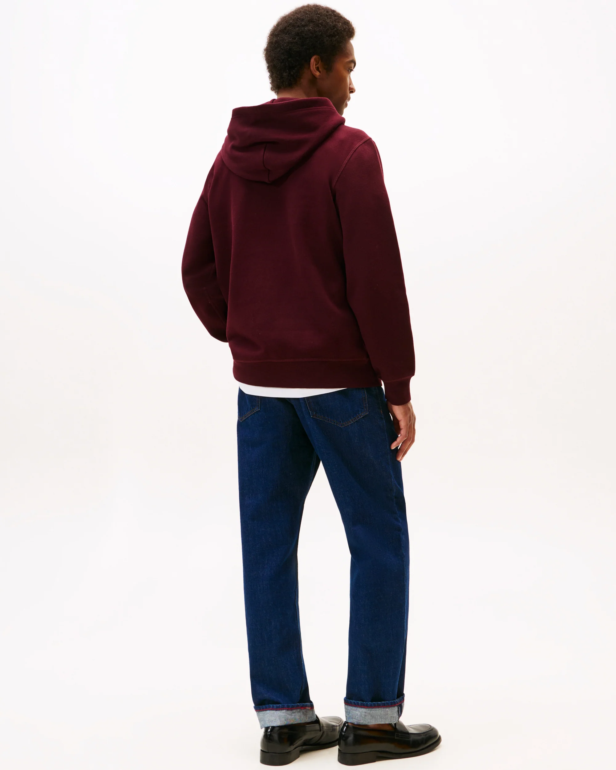 Tommy Hilfiger Essential Flag Embroidery Mens Fleece Hoodie - Deep Burgundy - Image 4