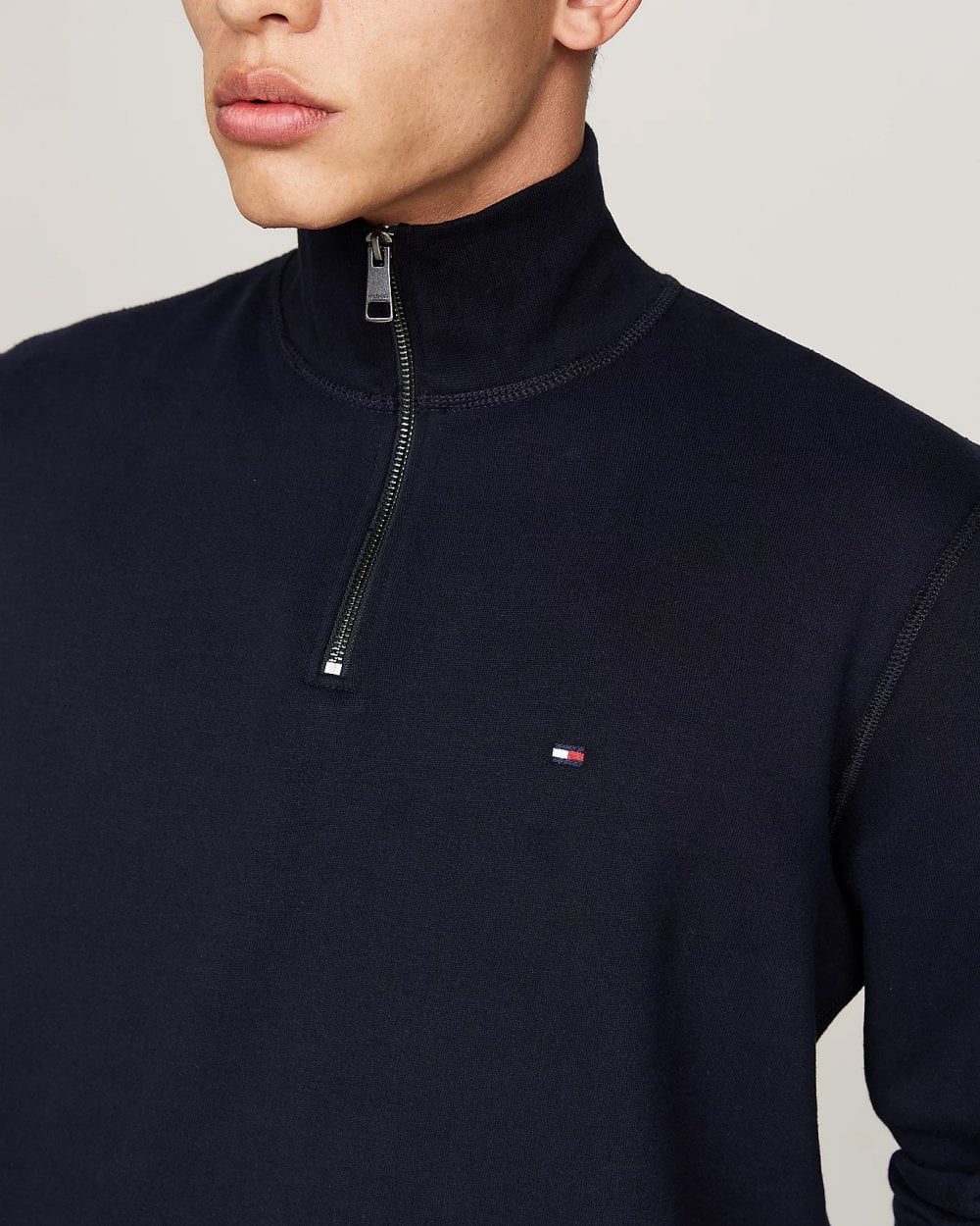 Tommy Hilfiger Essential Fleece Mens Half Zip Sweatshirt - Desert Sky - Image 2